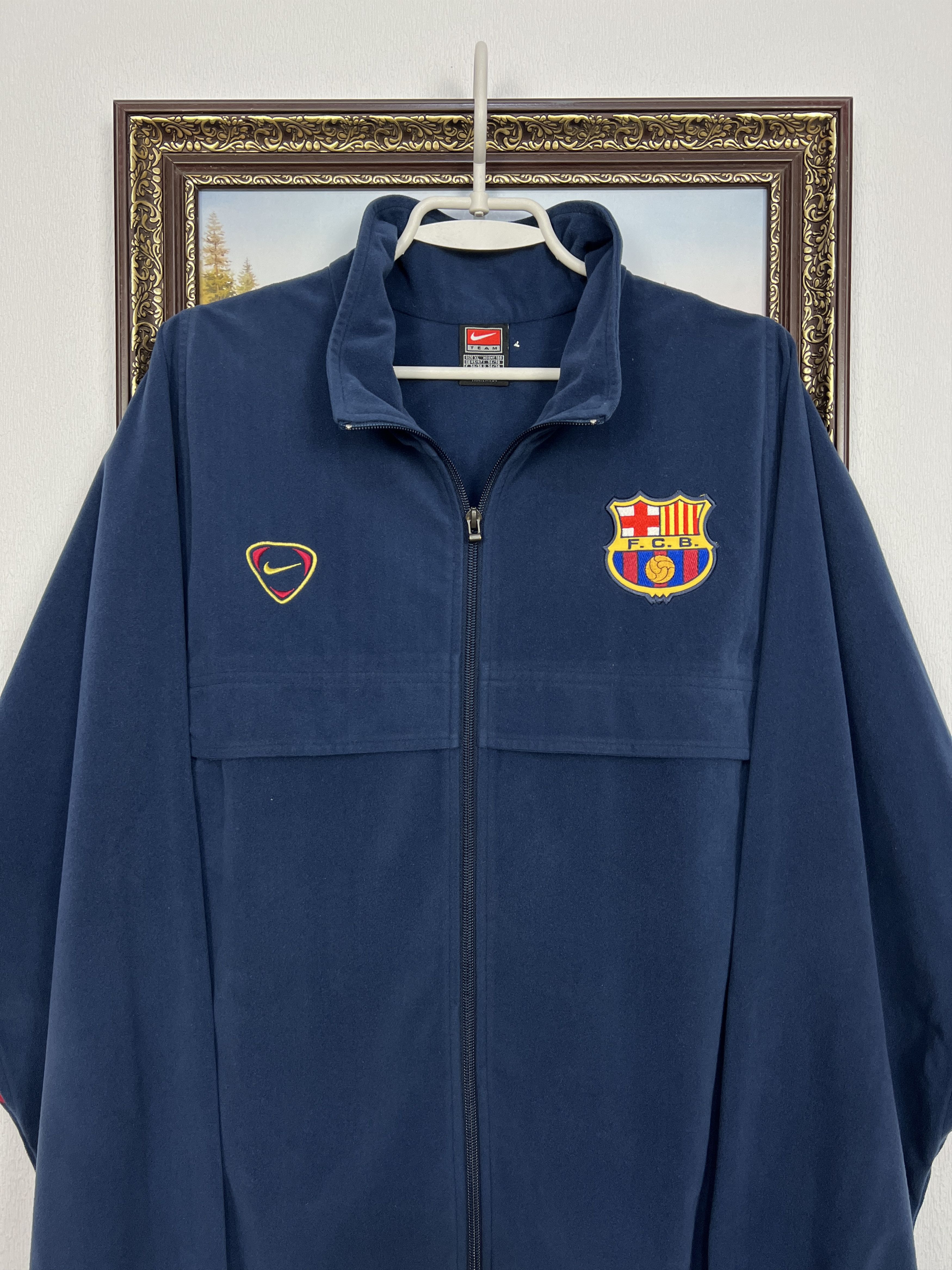 Nike Vintage 90's Nike Barcelona Football Fleece Jacket Soccer Size US XL / EU 56 / 4 - 2 Thumbnail