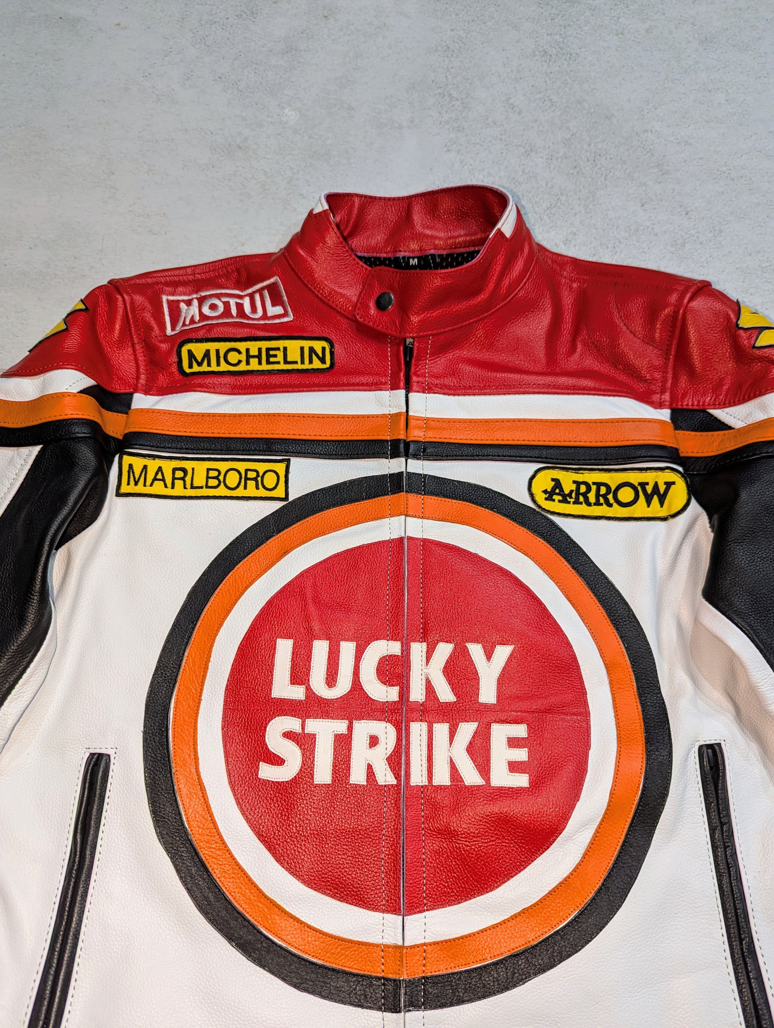 🔥 LUCKY STRIKE 🔥 RARE 90s LEATHER JACKET STREETWEAR