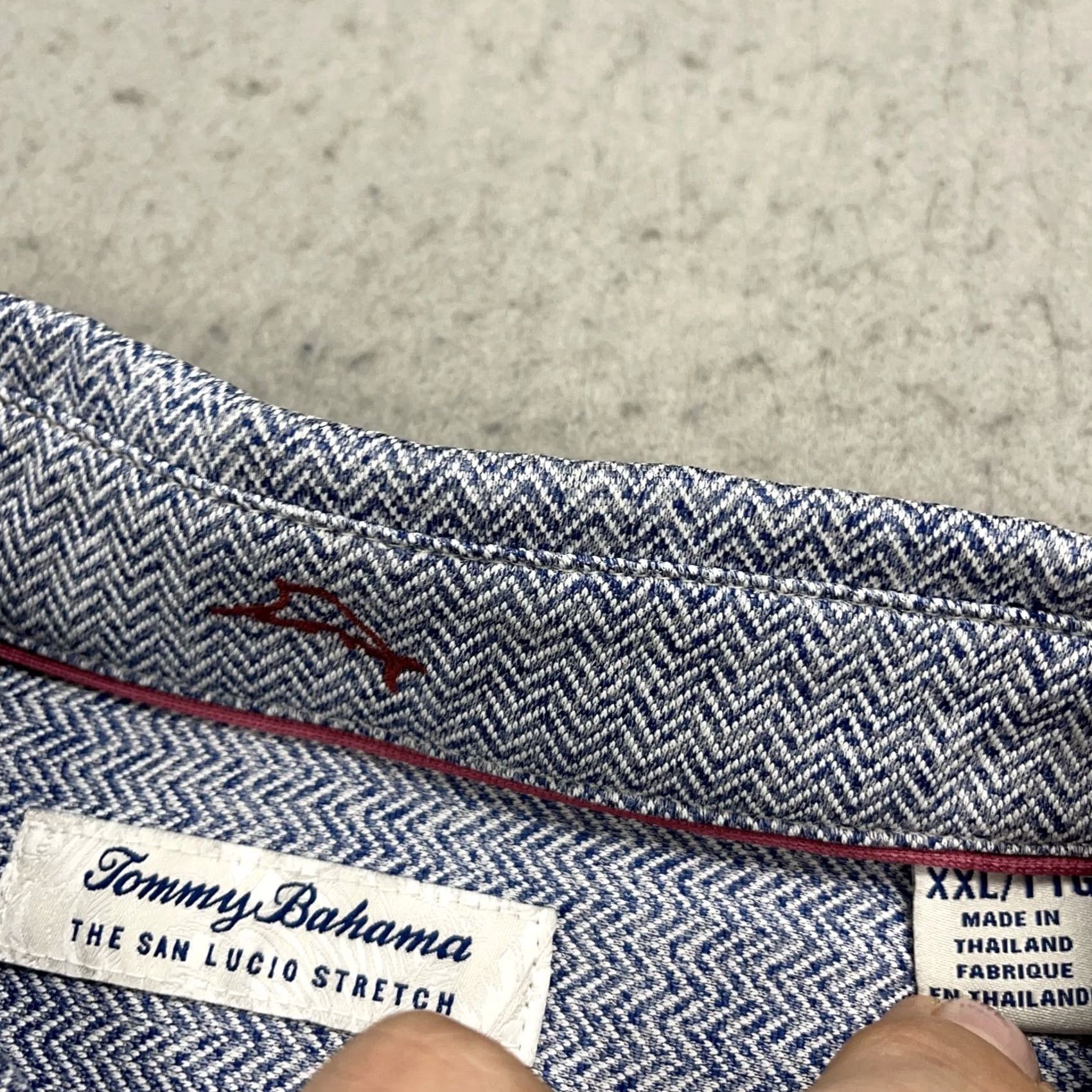 Tommy Bahama Tommy Bahama Shirt Mens 2XL XXL Blue San Lucio Stretch Herringbone IslandZone Shirt Size US XXL / EU 58 / 5 - 5 Thumbnail