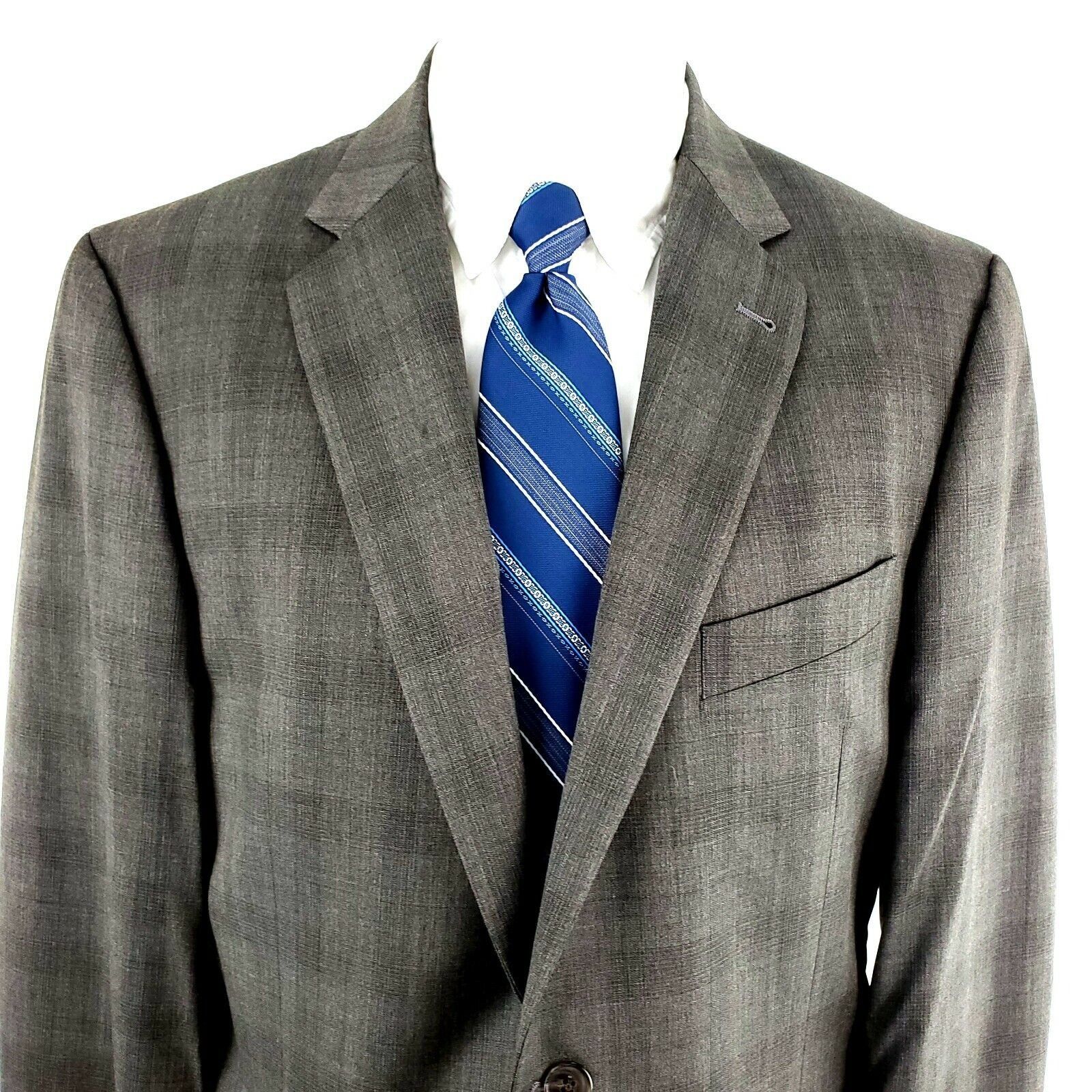 Joseph Abboud Joseph Abboud 40R 2 Button Plaid Gray Wool Blazer Super 120s Size 40R - 1 Thumbnail