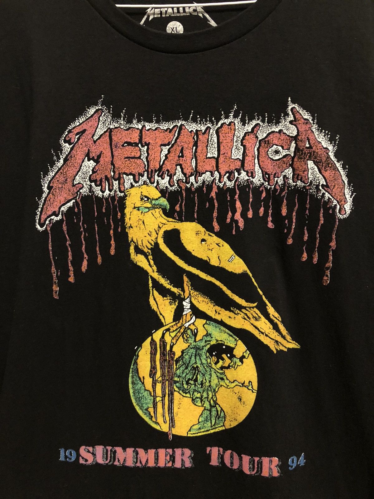 Band Tees × Metallica × Vintage VTG Metallica Bleeding 1994 Summer Tour Eagle T Shirt Black Size US XL / EU 56 / 4 - 2 Thumbnail