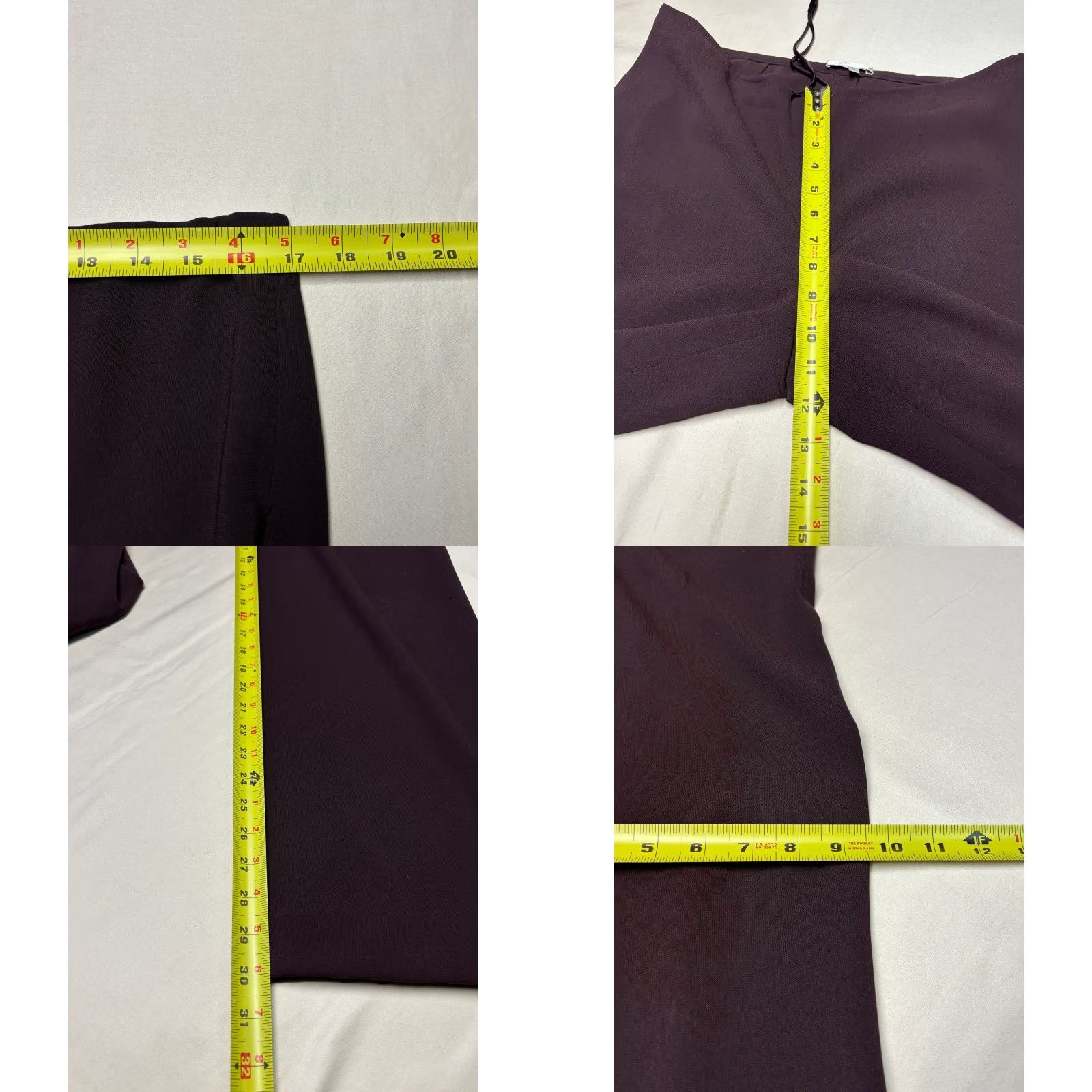 Vince Vince Women Wide-Leg Trousers Purple Cotton Size 10 W34 L30 USA Dress Pants, Business Formal, Stretch, Lined, Made in USA Size 32" / US 10 / IT 46 - 8 Thumbnail