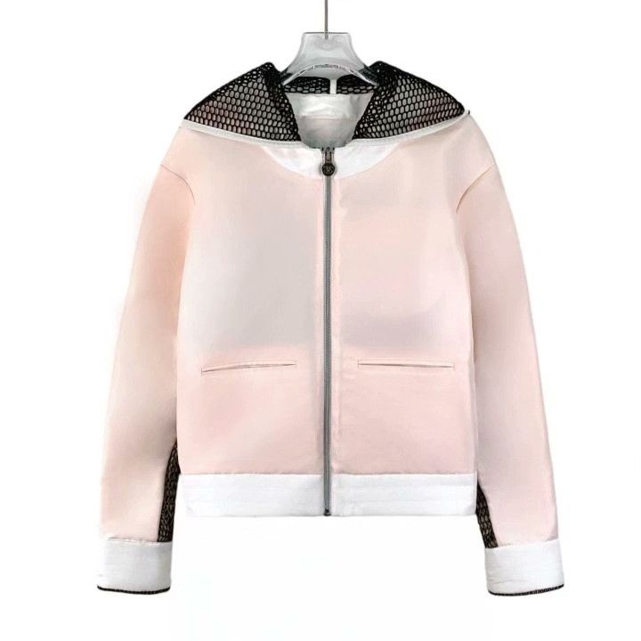 Chanel Chanel Light Pink Mesh Panel Hooded Jacket Size S / US 4 / IT 40 - 1 Thumbnail