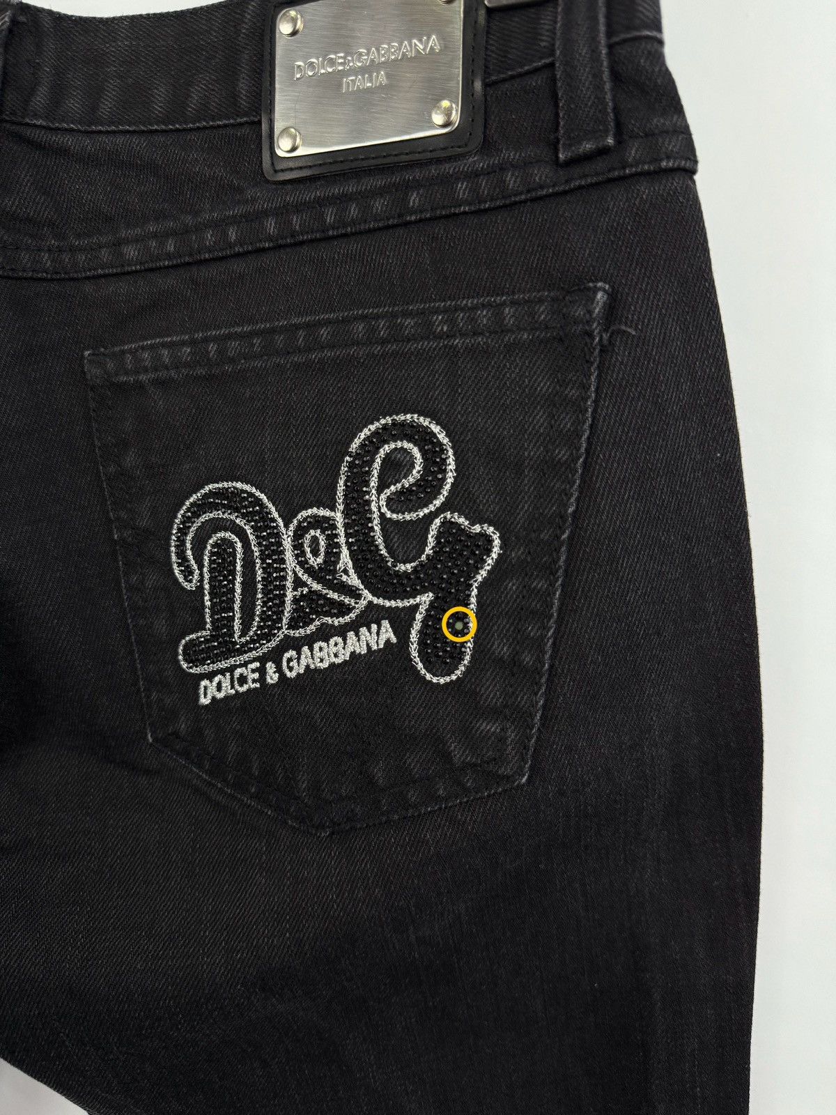 Dolce & Gabbana 🇮🇹 Vtg 90s Dolce Gabbana Italia Rhinestone Embellished Jeans Size 29" - 13 Thumbnail