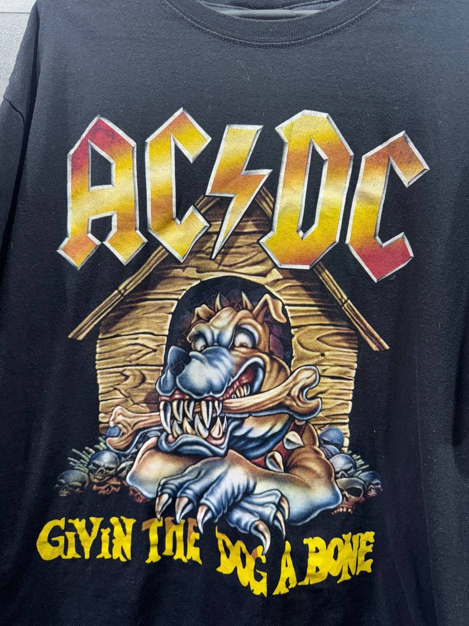 Vintage AC/DC Rock Band Song Givin The Dog A Bone Song T-Shirt Size US XL / EU 56 / 4 - 9 Thumbnail