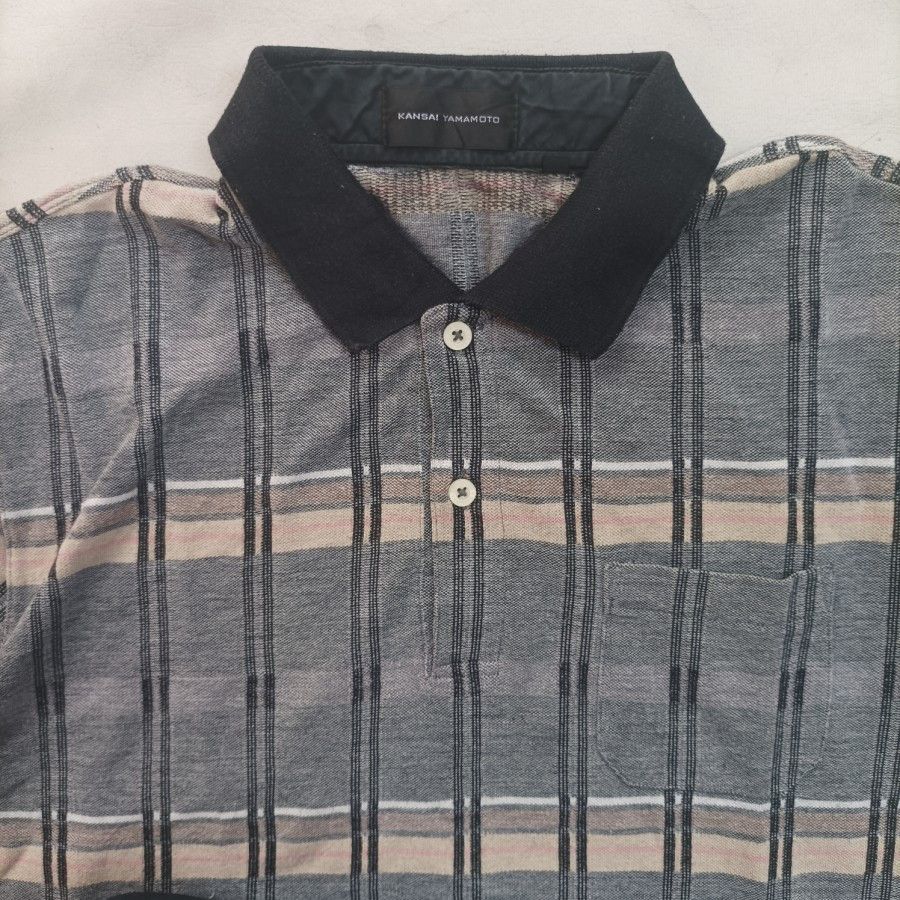 Kansai Yamamoto Kansai Yamamoto jacquard plaid polo shirt Size US M / EU 48-50 / 2 - 2 Thumbnail