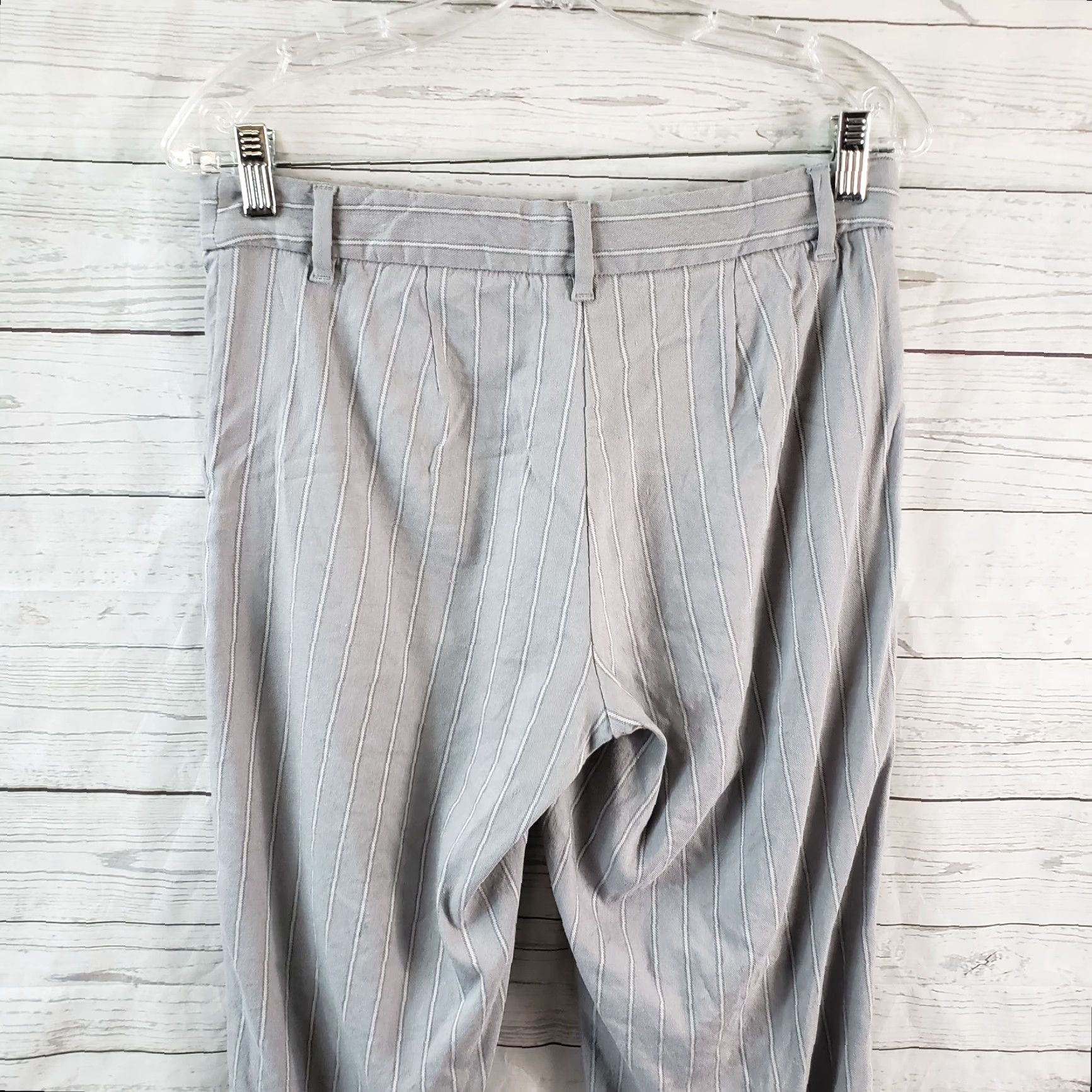 J. Jill J Jill Womens Linen Stretch Cropped Pants Sz 6 Gray Striped Mid Rise Size 28" / US 6 / IT 42 - 4 Thumbnail