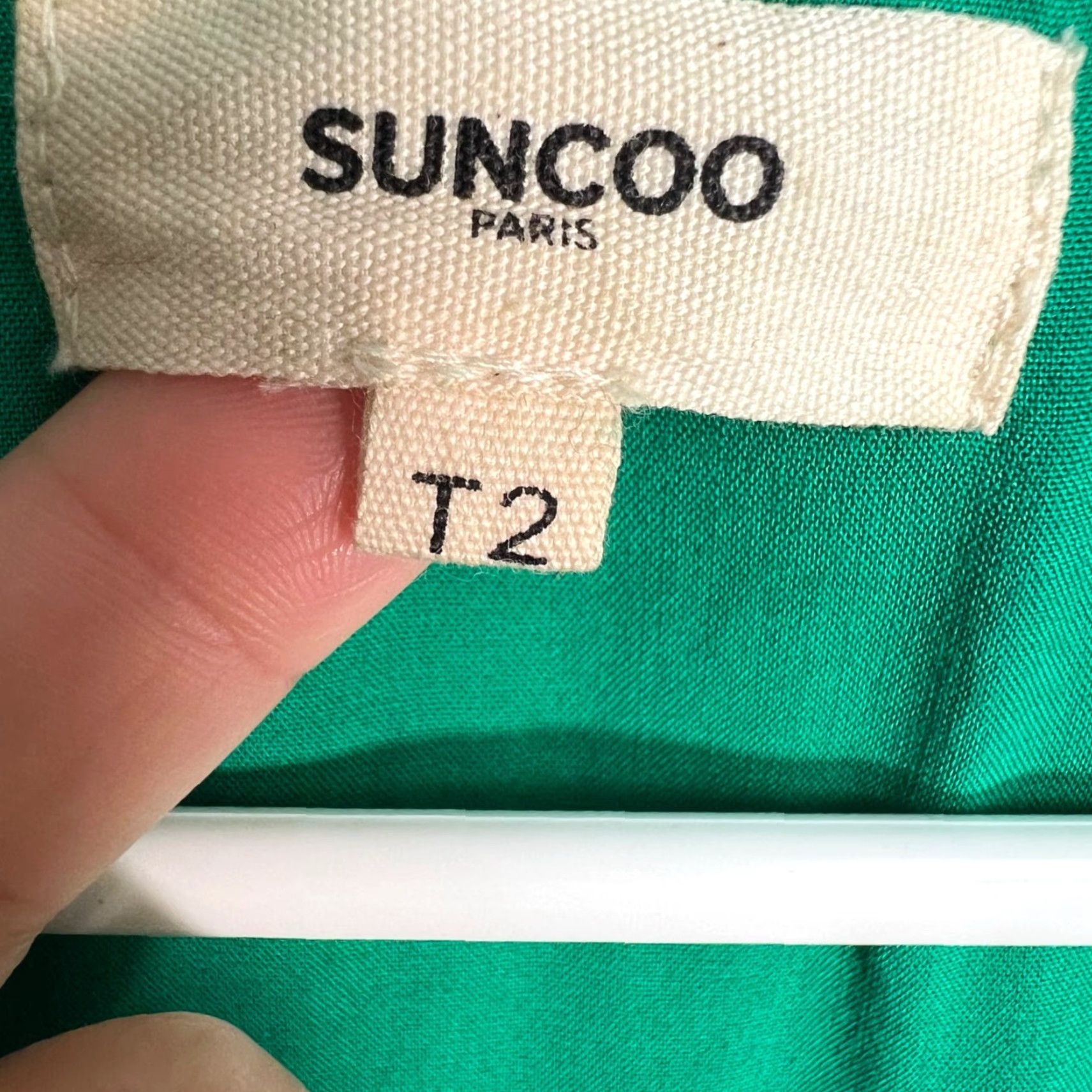 SUNCOO PARIS Green Midi Dress V-Neck Short Sleeve Knot Detail A-Line Size 2  Womens - ilac.rochib.com