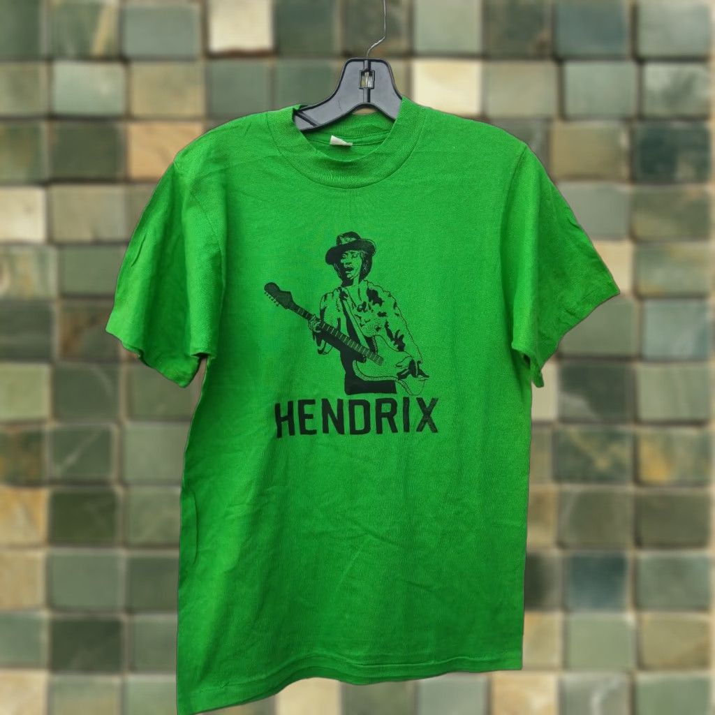 Vintage VINTAGE Jimi Hendrix DEADSTOCK ROCK Shirt Mens S Green 70s Graphic Tee Size US S / EU 44-46 / 1 - 1 Thumbnail