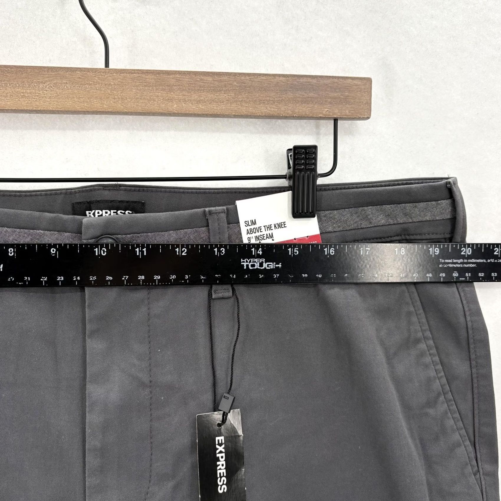 Express Express Shorts Mens 38 Gray Slim 9" Chino Cotton Polyester Spandex NWT Casual Pockets Stretch Front Flat Front Vintage No Size US 38 / EU 54 - 6 Thumbnail