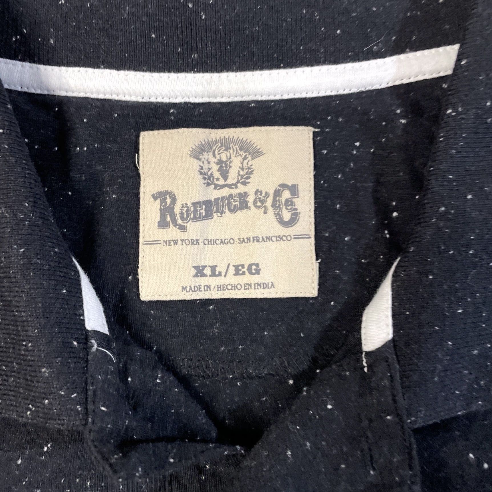 CO Roebuck & Co Polo Shirt Men's XL Black Short Sleeve Casual Lightweight Regular Fit Size US XL / EU 56 / 4 - 2 Thumbnail