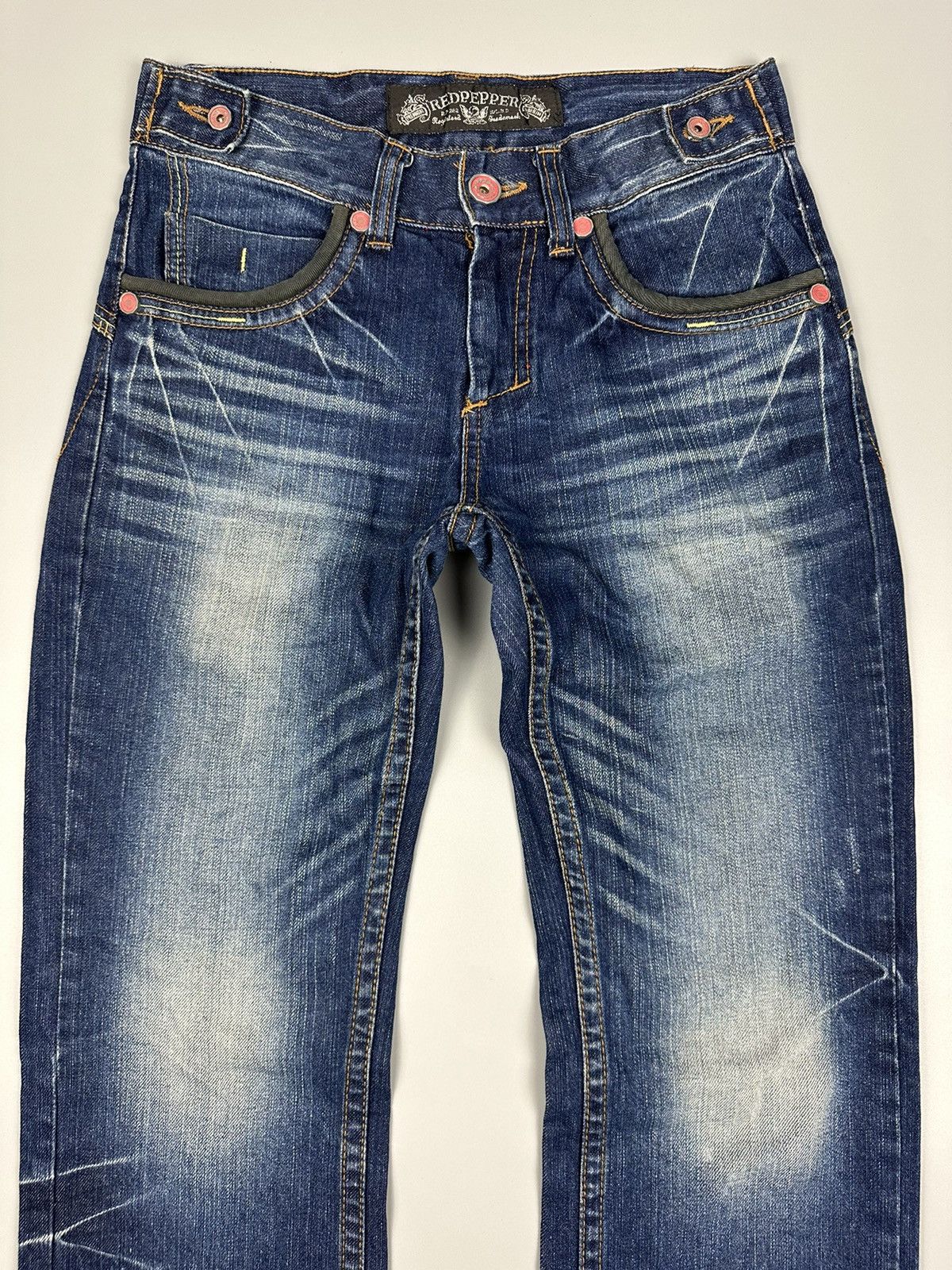 If Six Was Nine × Le Grande Bleu (L.G.B.) Distressed Red Pepper Whiskered Flared Jeans Size US 30 / EU 46 - 5 Thumbnail