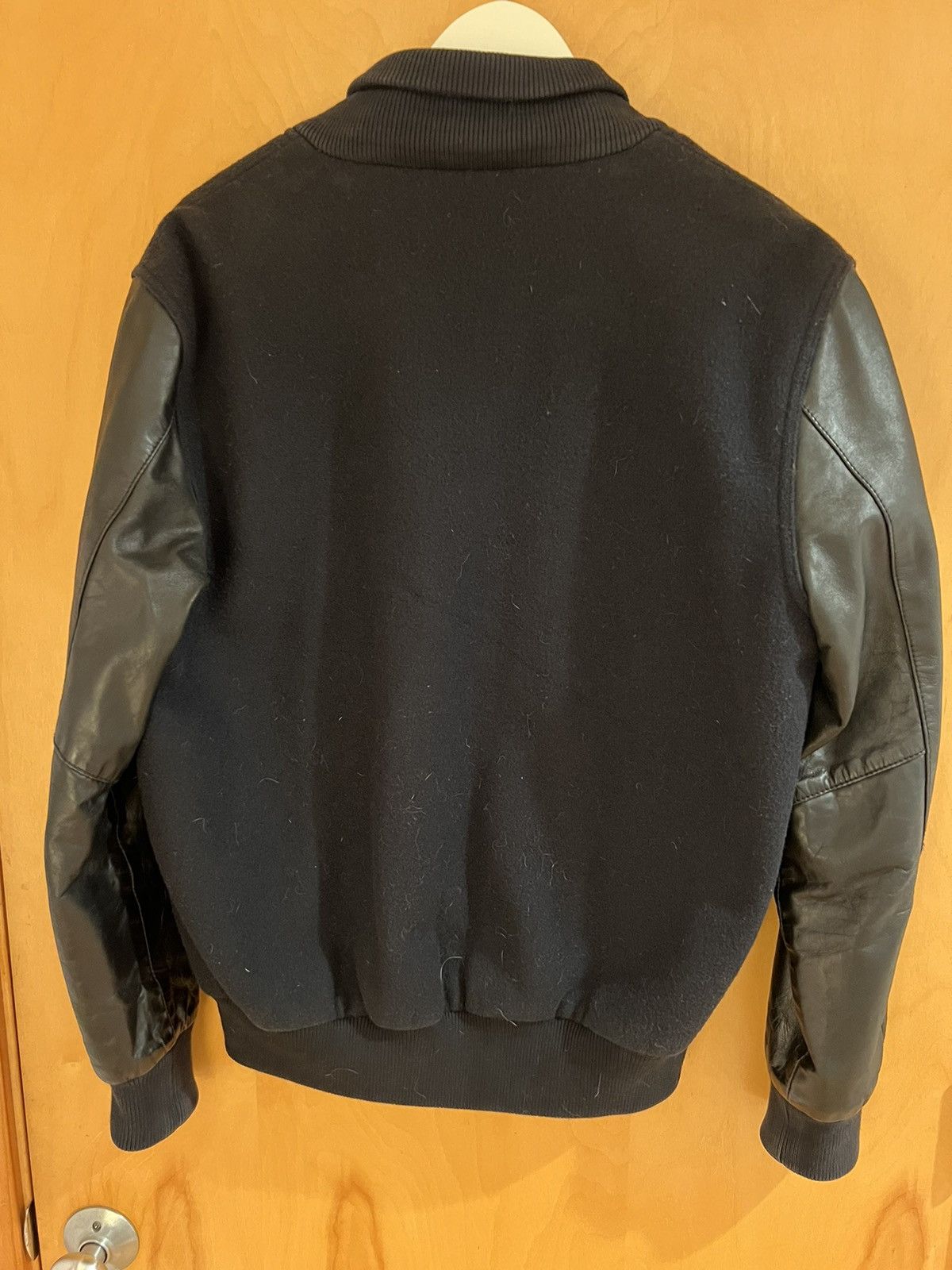 Mki Miyuki Zoku MKI Blue Black Wool Leather Bomber Jacket Size US L / EU 52-54 / 3 - 5 Thumbnail