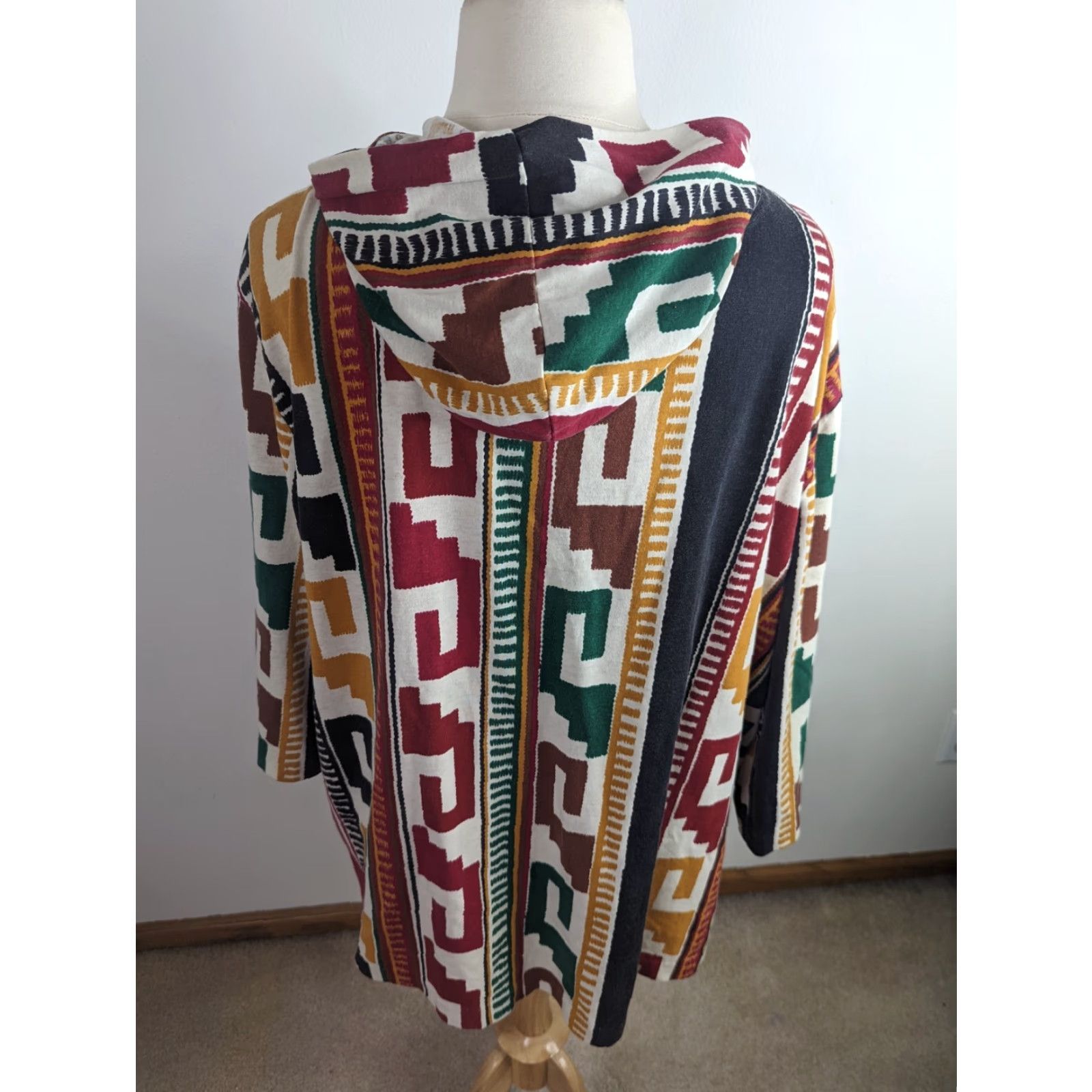 Etro VINTAGE 90s Tribal Southwestern Cotton Pullover Hooded Aztec Shirt Womens 3XL Retro Size XXL / US 16-18 / IT 52-54 - 4 Thumbnail