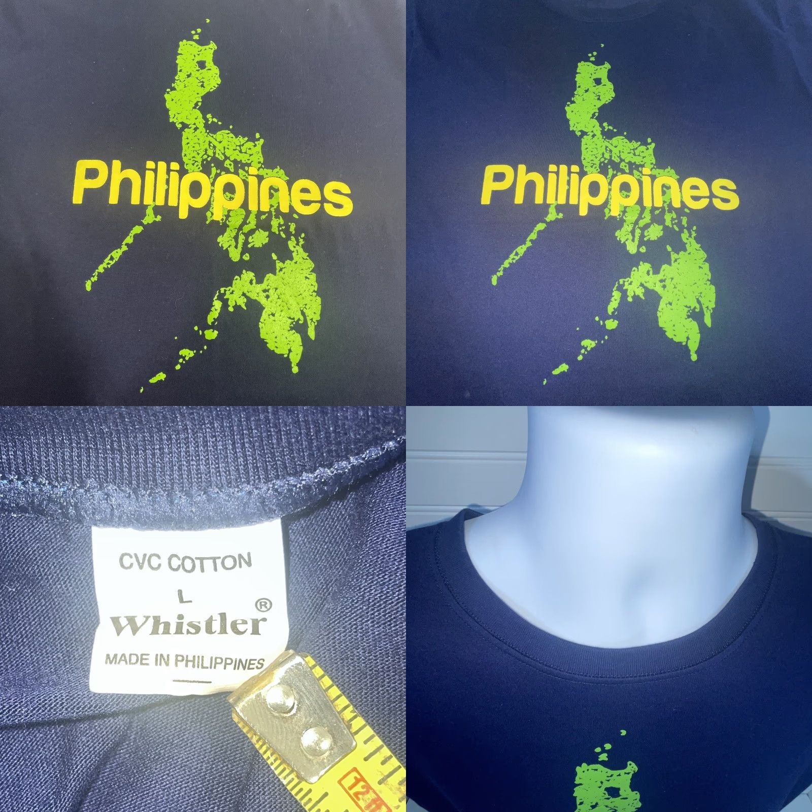 Whistles Whistler Philippines Shirt Men L Navy Crew Neck Short Sleeve Graphic Map of Philippines Blue Cotton T-Shirt Regular Fit Size US L / EU 52-54 / 3 - 8 Thumbnail