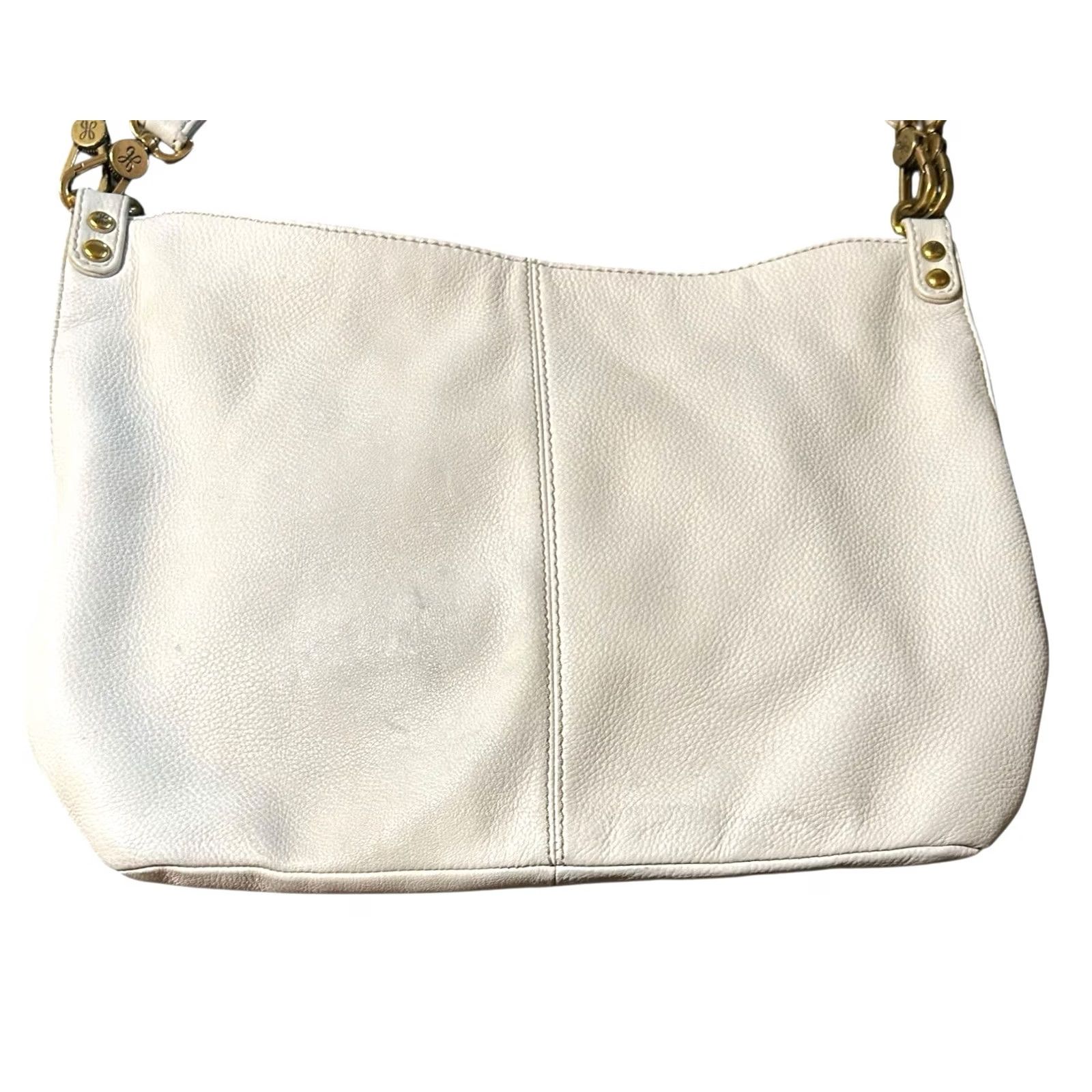 Vintage Hobo Women White Pebbled Leather Purse Shoulder HandBag Double Handles Size ONE SIZE - 2 Thumbnail