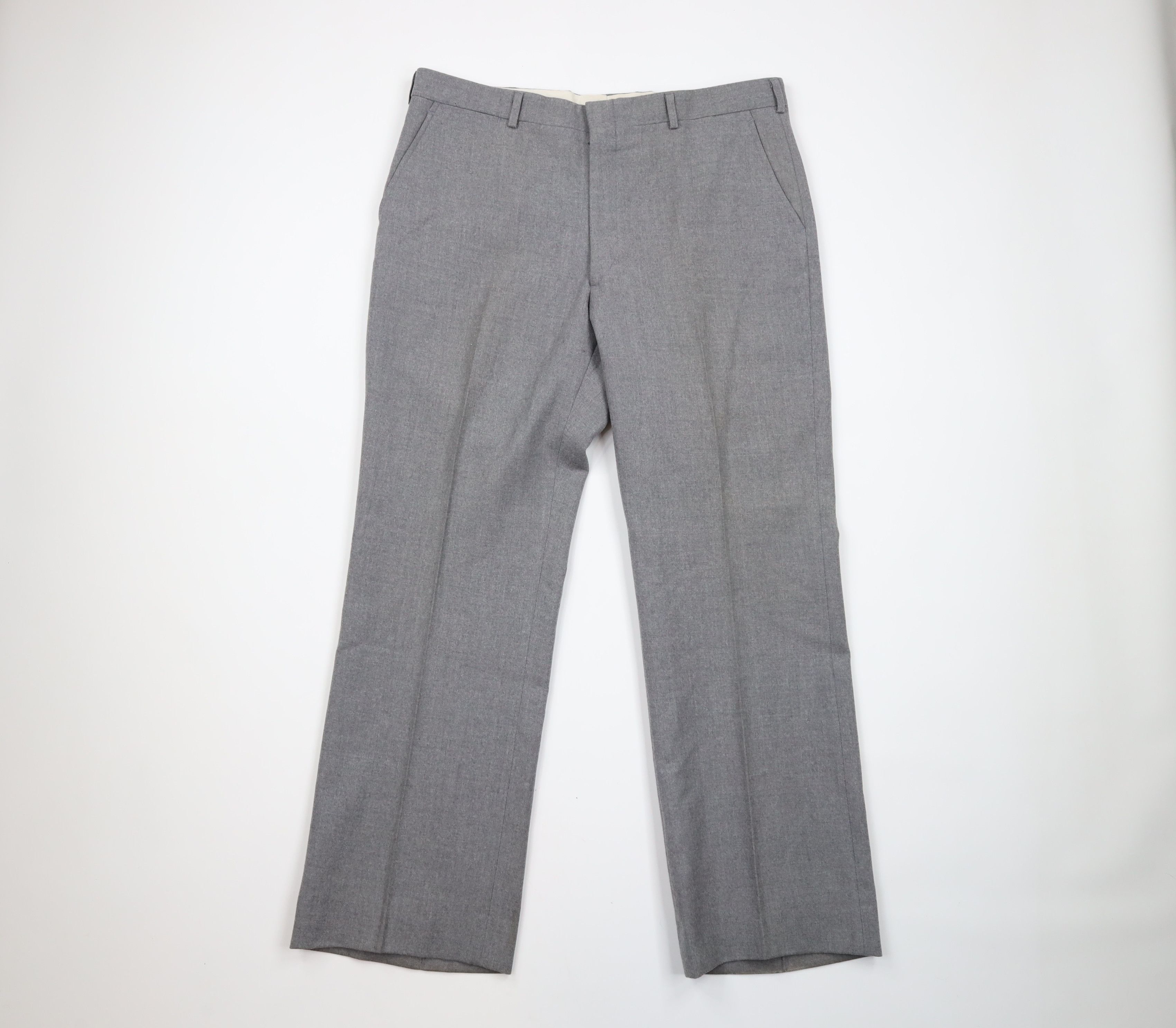 Image of Vintage 70's Streetwear Heavyweight Wool Bell Bottoms Pants in Grey, Men's (Size 38)