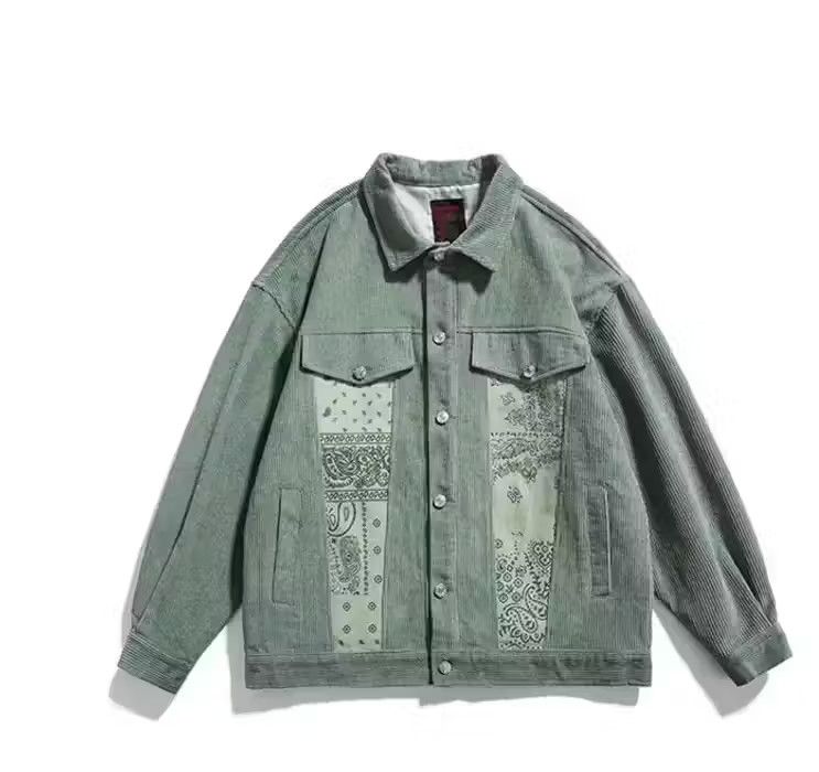 image of Vintage Bandana Patchwork Jacket in Green, Men's (Size Large)