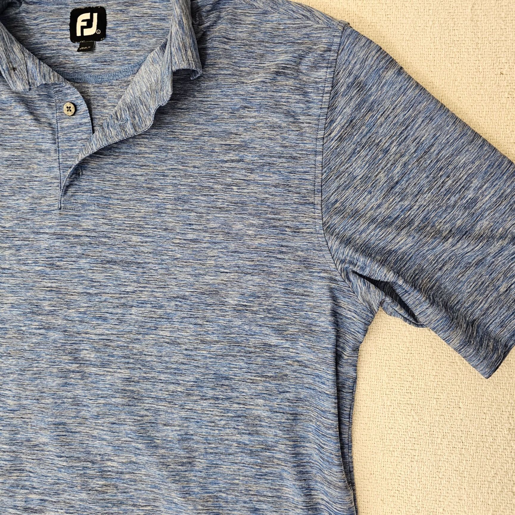 Footjoy FootJoy Polo Shirt Mens Golf Blue Heather L Logo Embroidered Stretch Back Short Sleeve Classic Sports Shirt Mens Size US L / EU 52-54 / 3 - 3 Thumbnail