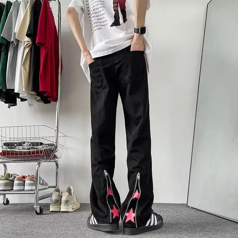 Retro graffiti printed high street jeans
