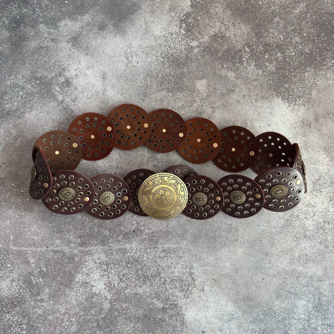 If Six Was Nine Boho Y2K Vintage Western Leather Wide Belt Size ONE SIZE - 1 Thumbnail