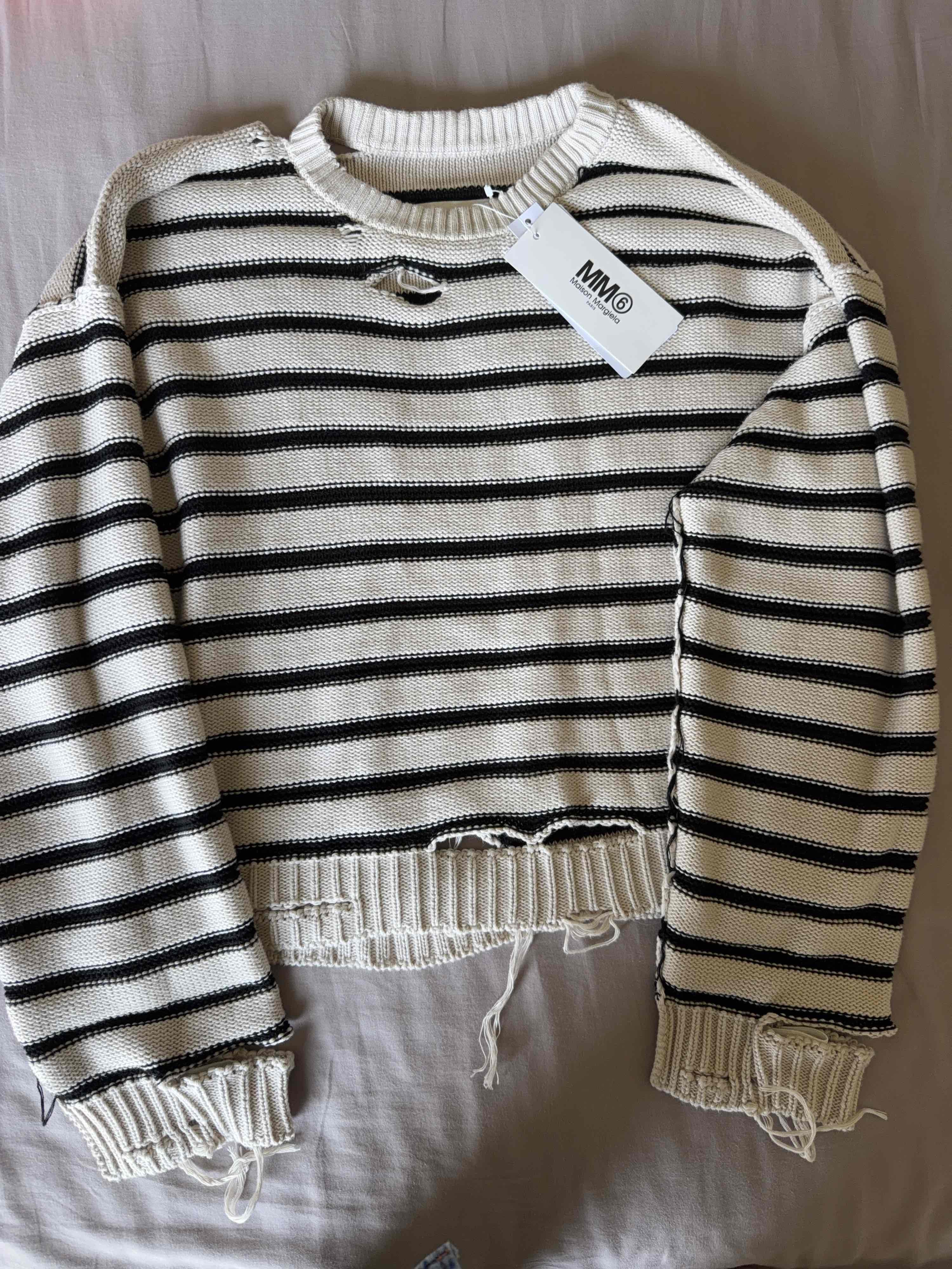 MM6 MM6 Maison Margiela Distressed Striped Sweater XS Size XS / US 0-2 / IT 36-38 - 1 Thumbnail