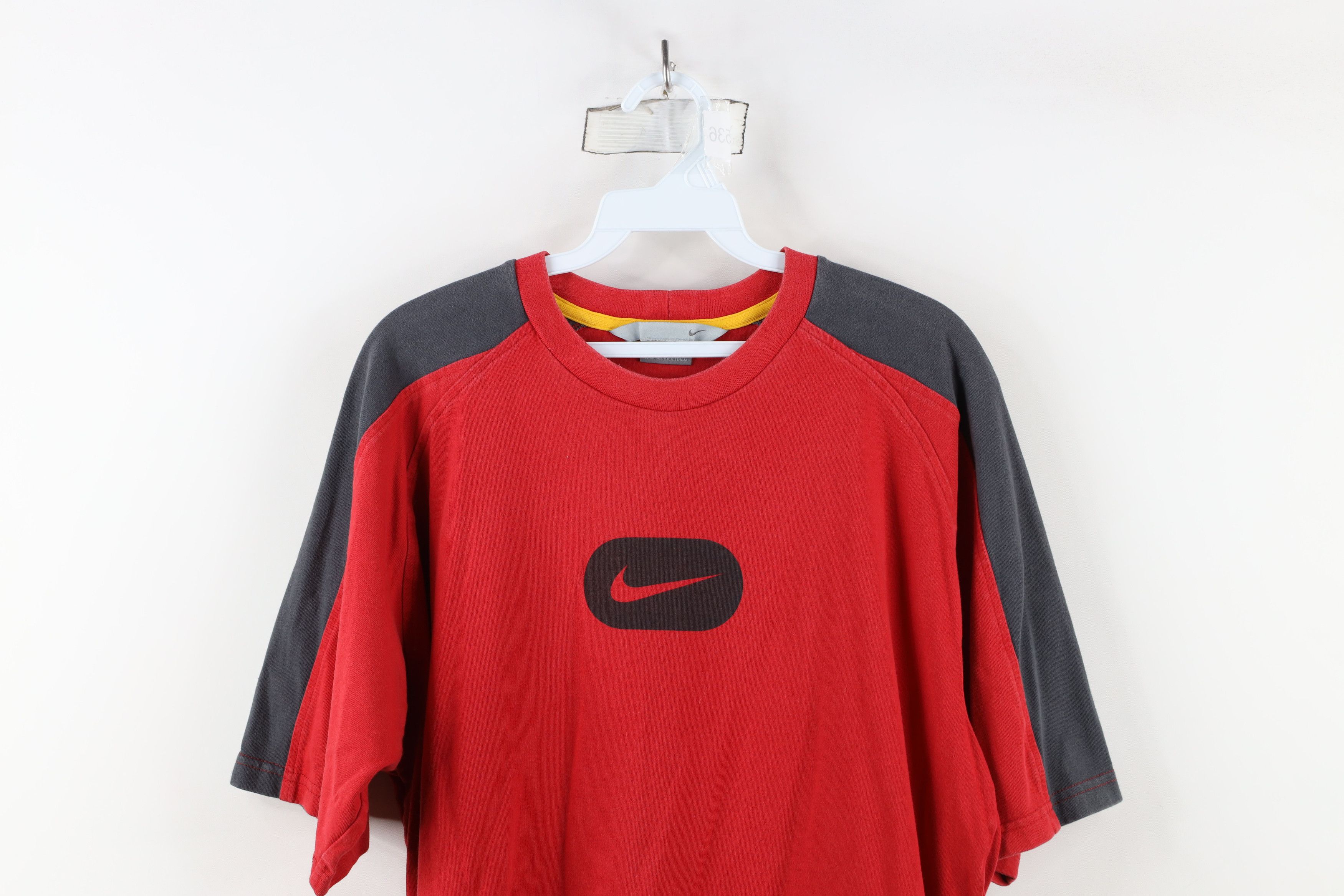 Nike × Vintage Vintage 90s Y2K Nike Travis Scott Center Swoosh T-Shirt Red Size US L / EU 52-54 / 3 - 2 Thumbnail