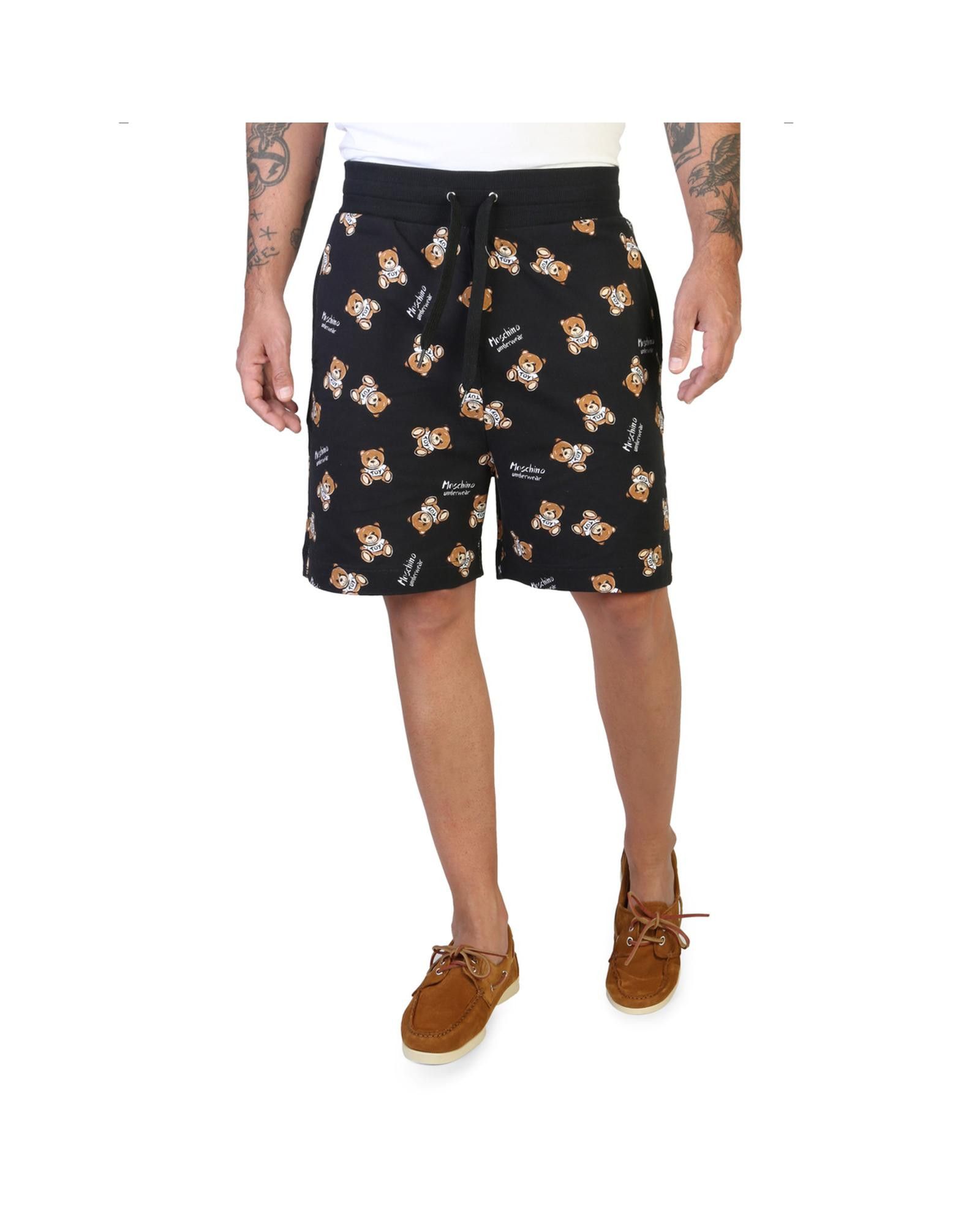 Image of Moschino Elastic Waistband Shorts With Frog Fastening in Black, Men's (Size 40)