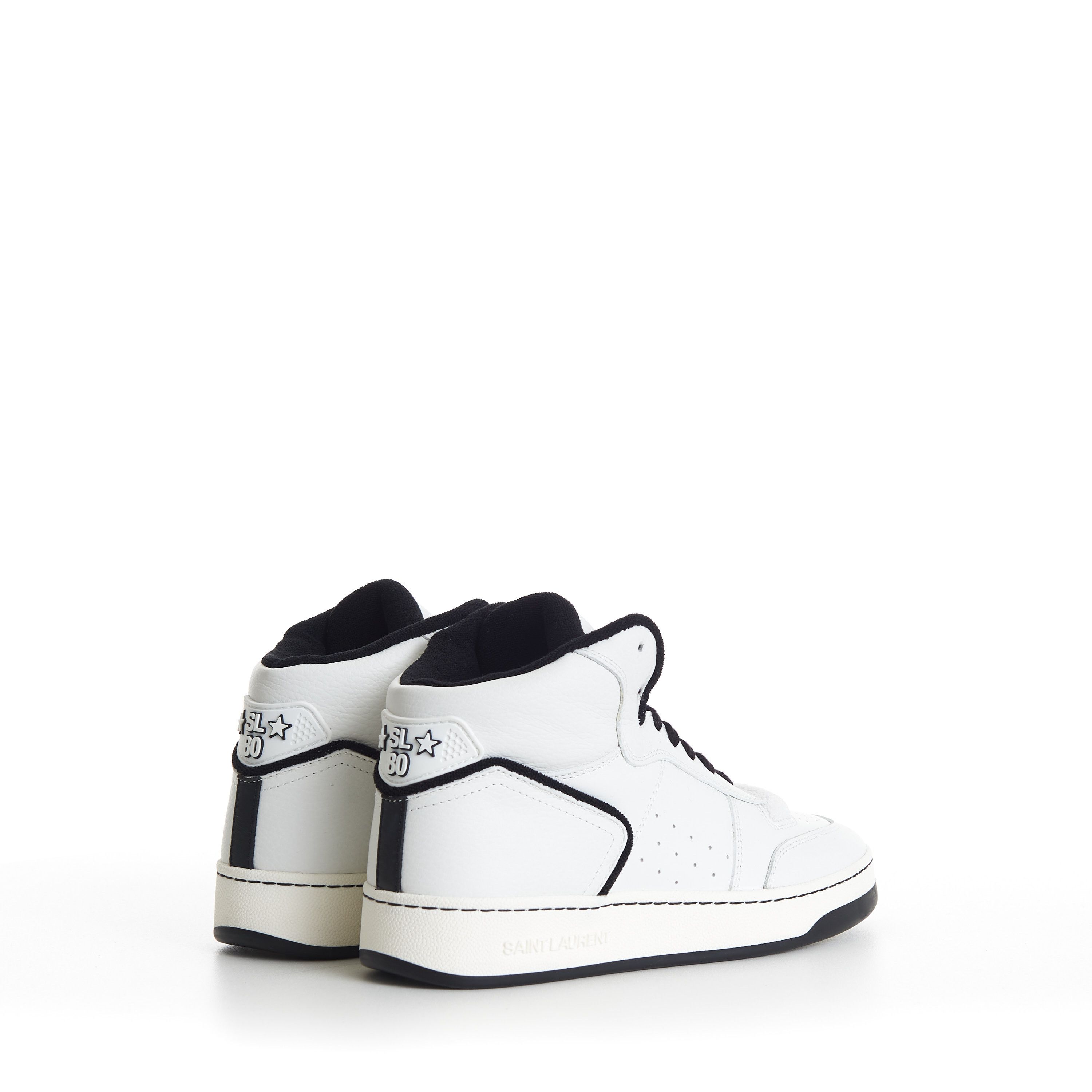 Saint Laurent Paris SL/80 White Mid-top Sneakers - Smooth & Grained Leather Size US 9 / EU 42 - 8 Thumbnail