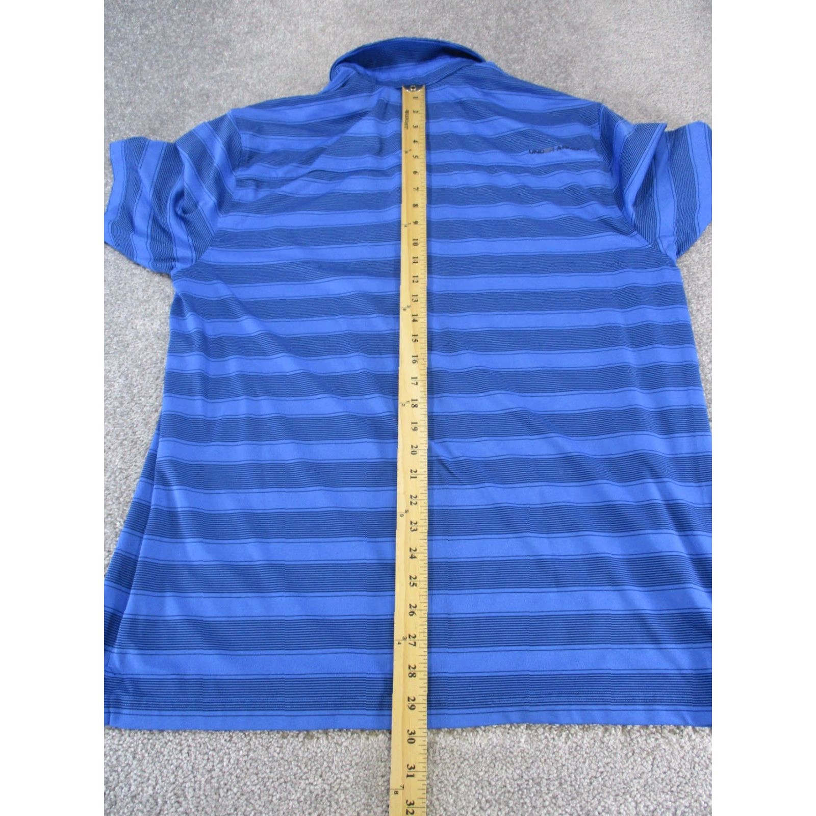 Under Armour VINTAGE Under Armour Polo Shirt Mens XL Blue Striped Golf HeatGear Short Sleeve Collared 3-Button Mens Size US XL / EU 56 / 4 - 6 Thumbnail