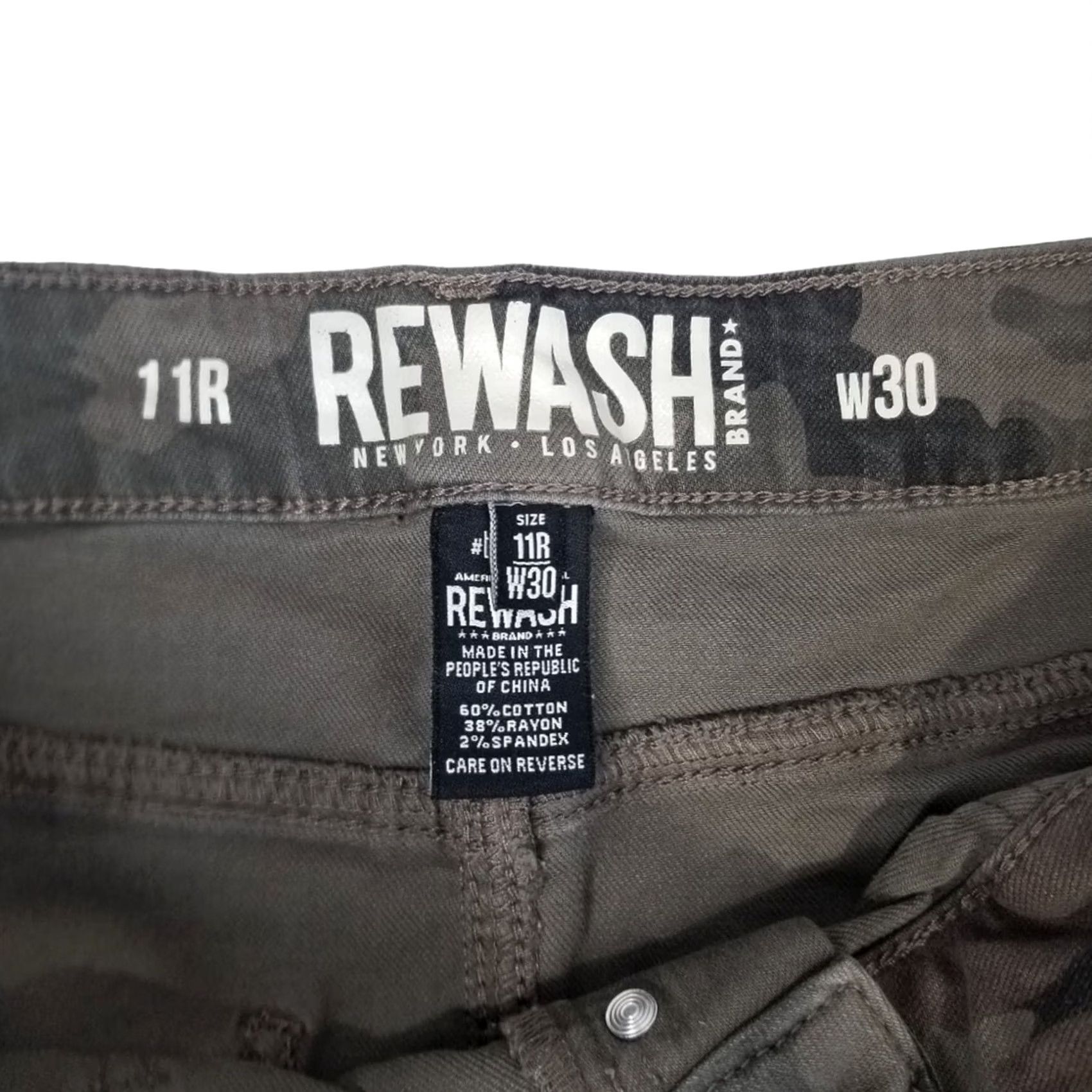 Vintage Rewash Skirt Womens 11R W30 Camo Mini Button Fly Raw Hem Size 32" / US 10 / IT 46 - 2 Thumbnail