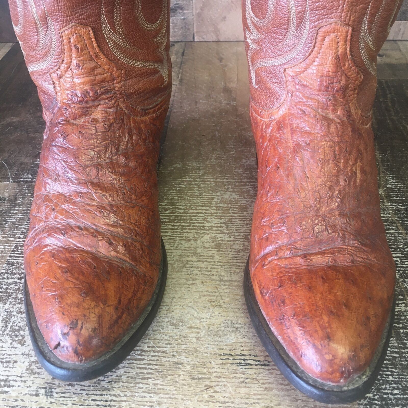 Tony Lama Tony Lama Vintage Brown Ostrich Cowboy Boots Mens 8.5 D Size US 8.5 / EU 41-42 - 7 Thumbnail