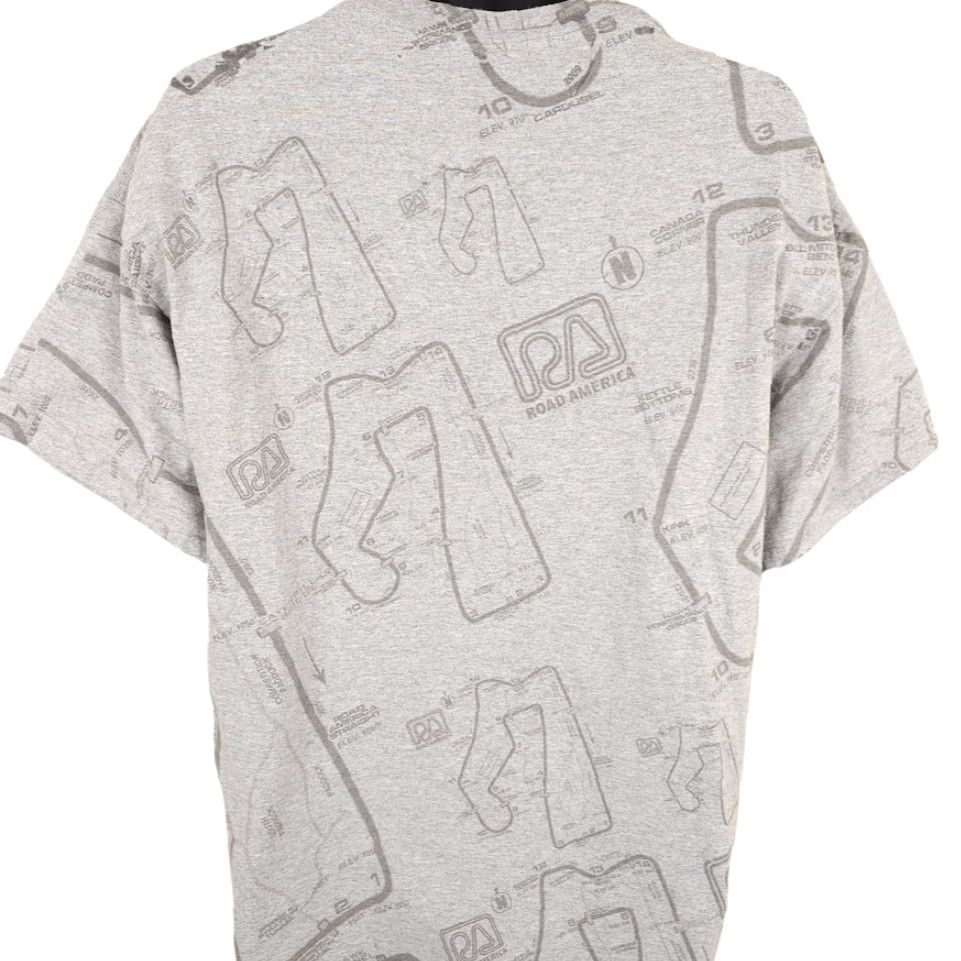 Gildan Gildan Road America T Shirt Mens XL Gray All Over Print Speedway Elkhart Lake/Dirt Track Racing Wisconsin Shirts Mens XL Gray Size US XL / EU 56 / 4 - 4 Thumbnail