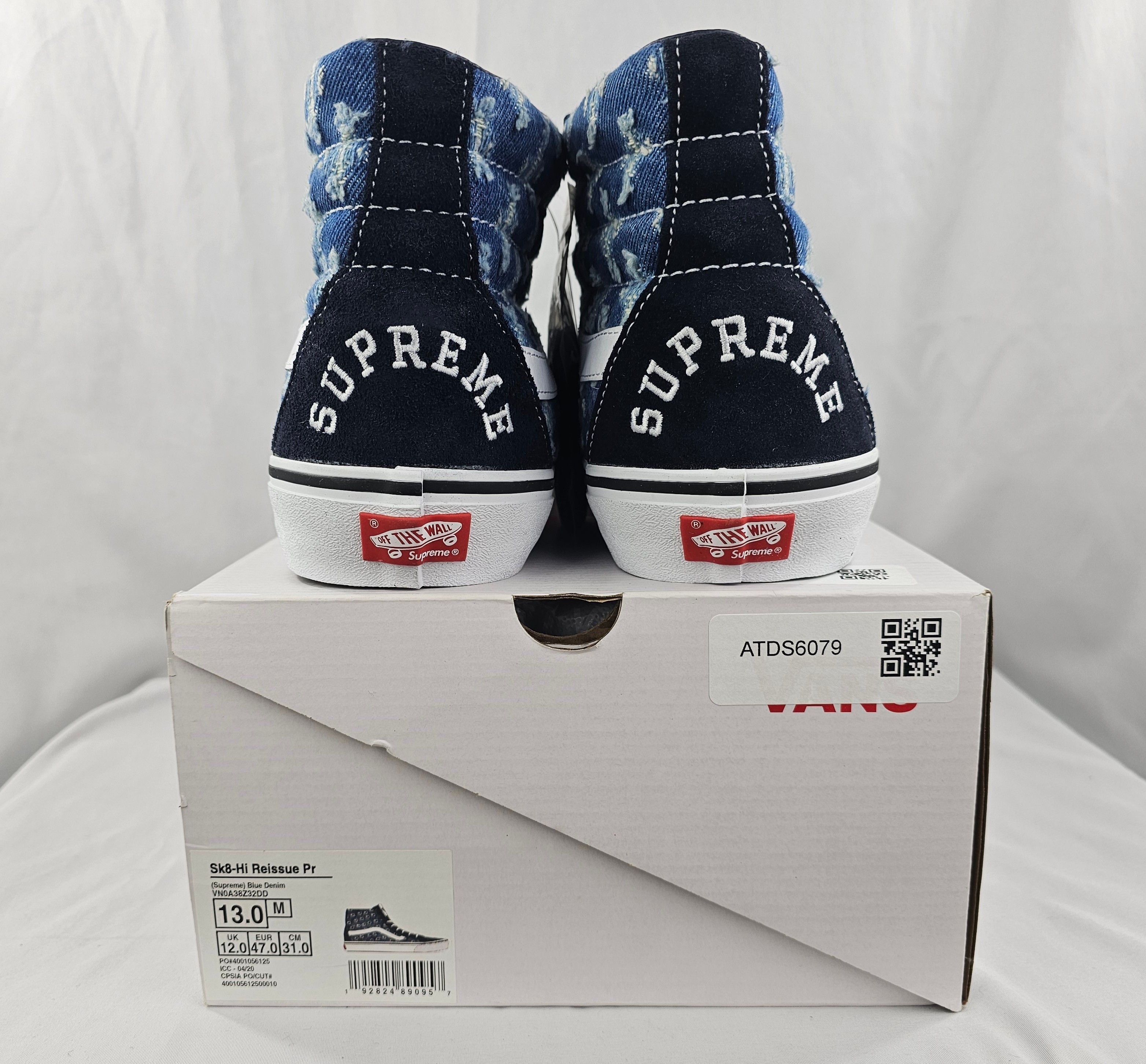 Supreme × Vans Supreme x VANS Sk8 - High Blue Hole Punch Denim Men's NEW Size US 13 / EU 46 - 9 Thumbnail