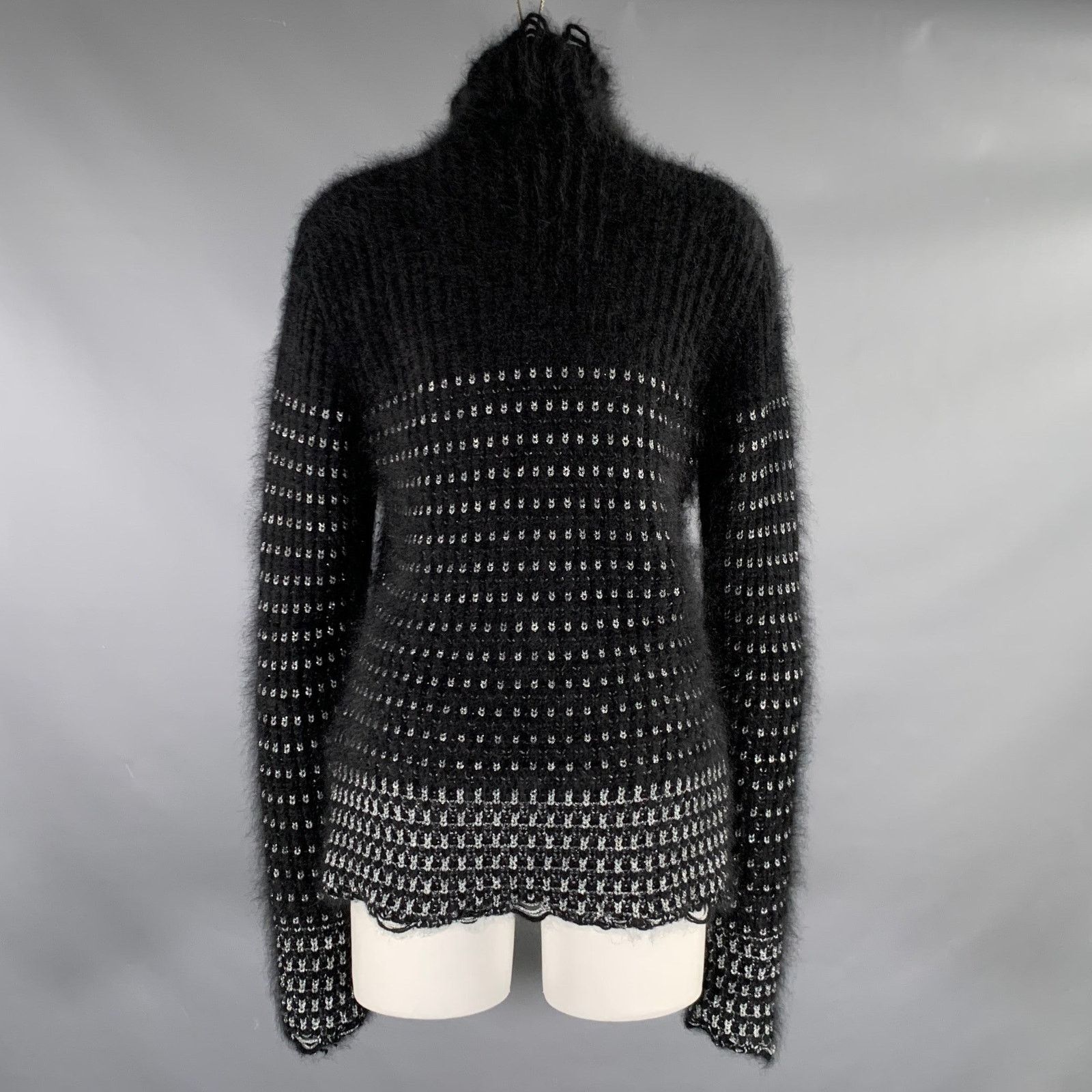 Balmain BALMAIN Size 6 Black Silver Angora Woven Pull On Sweater Size M / US 6-8 / IT 42-44 - 4 Thumbnail