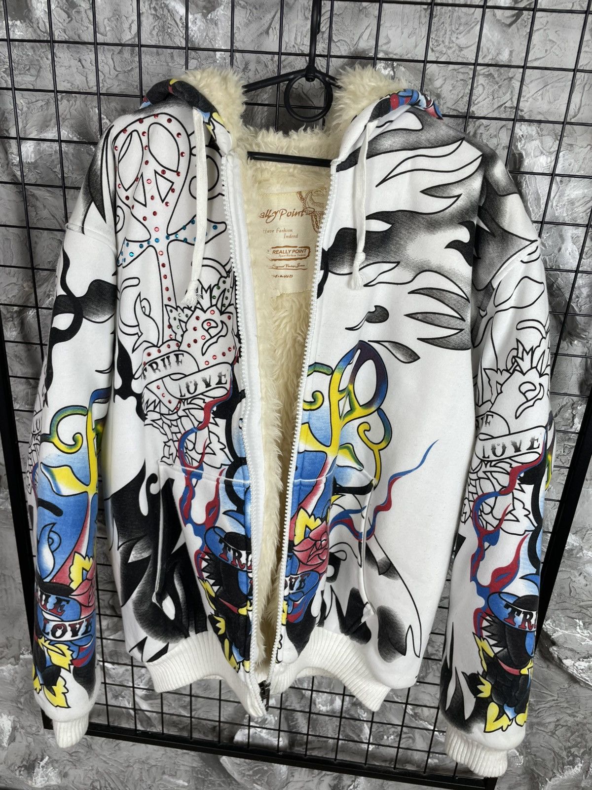 Ed Hardy Really Point Y2K Vintage Tattoo Fur Jacket Affliction Style Size US XL / EU 56 / 4 - 12 Thumbnail