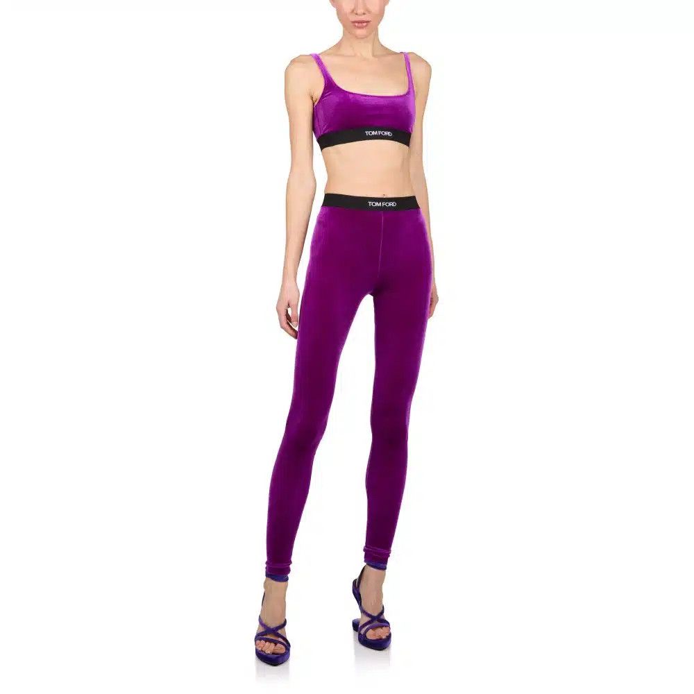 Tom Ford o1loc1c0625 PAJ121 Velour Leggings in Purple Size 27" / US 4 / IT 40 - 2 Thumbnail
