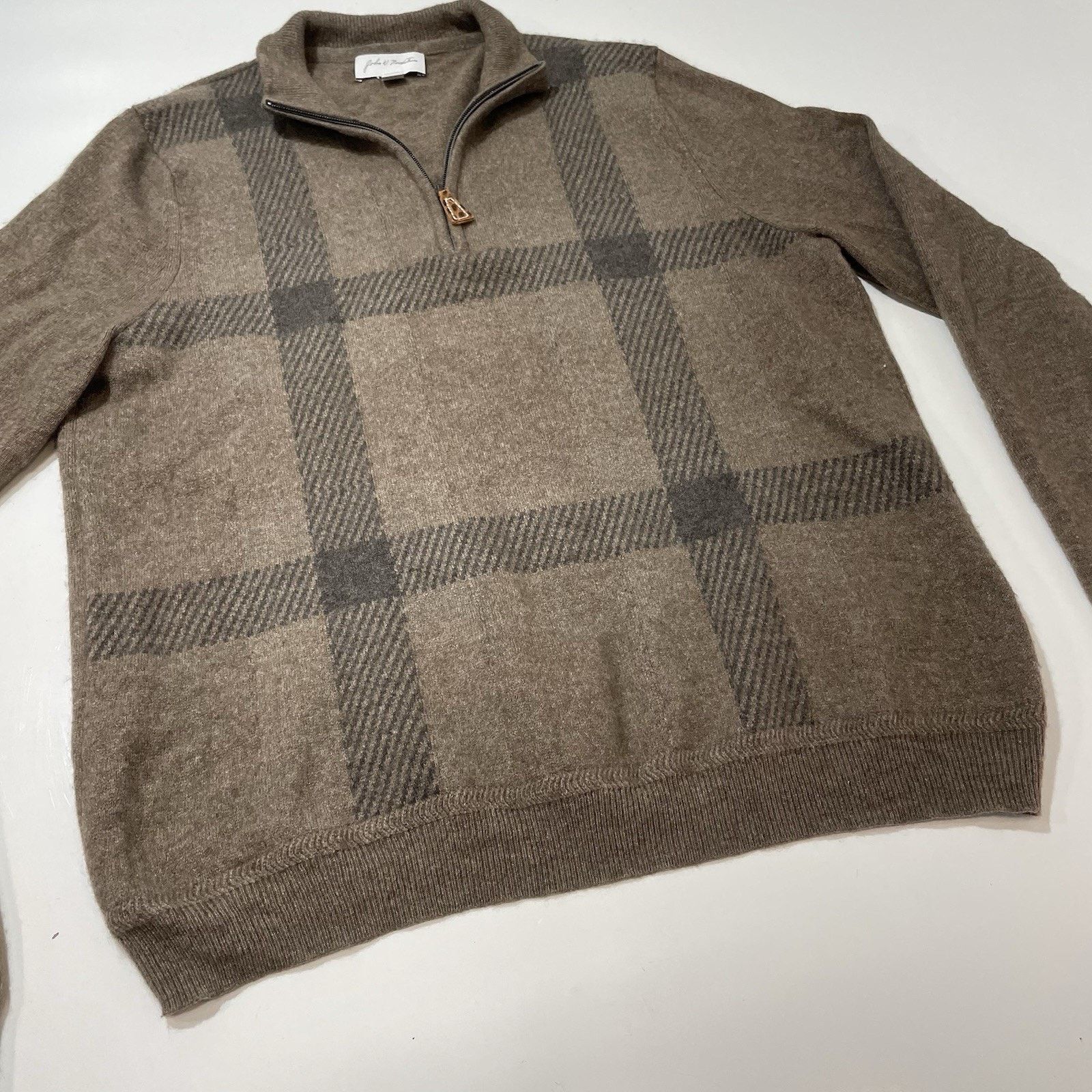 Nordstrom John W Nordstrom Sweater Men’s Pullover Cashmere Plaid 1/4 M Size US M / EU 48-50 / 2 - 2 Thumbnail