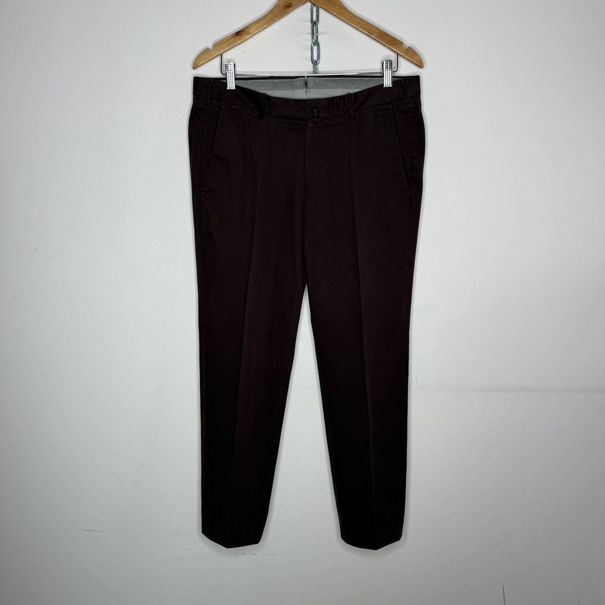 Ermenegildo Zegna Ermenegildo Zegna Burgundy Chino Premium Cotton Pants Size US 33 - 1 Thumbnail