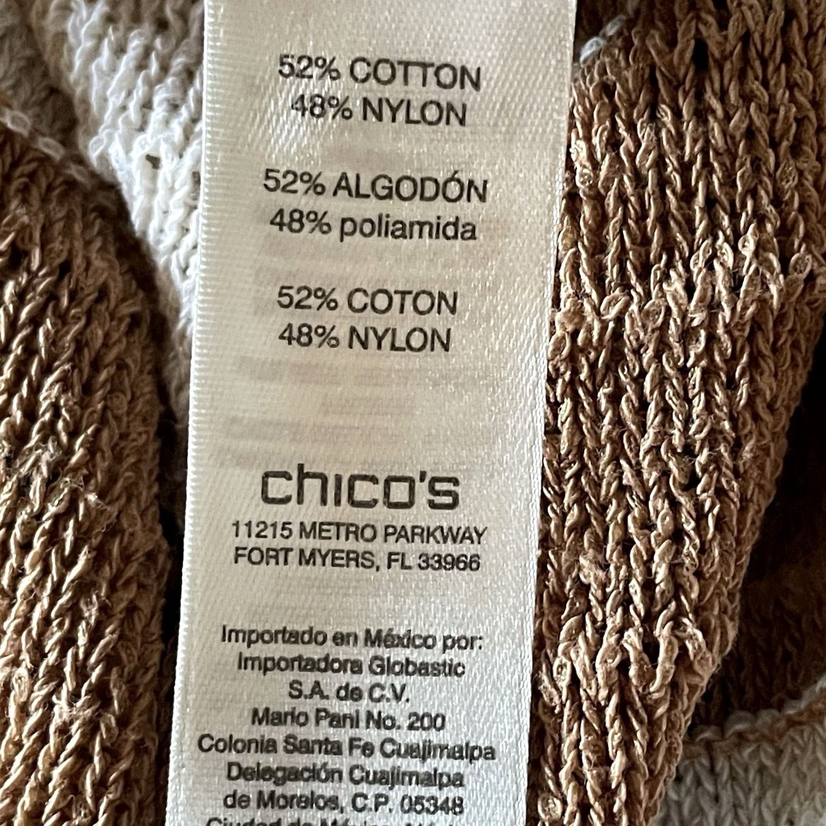 Vintage Chico’s Sweater XL Open-Knit Pullover Top Cream Brown Tan Stripe Rib Knit Sleeve 3/4 Women Pullover Knit Open-Knit Striped Cardigan? Size XL / US 12-14 / IT 48-50 - 6 Thumbnail
