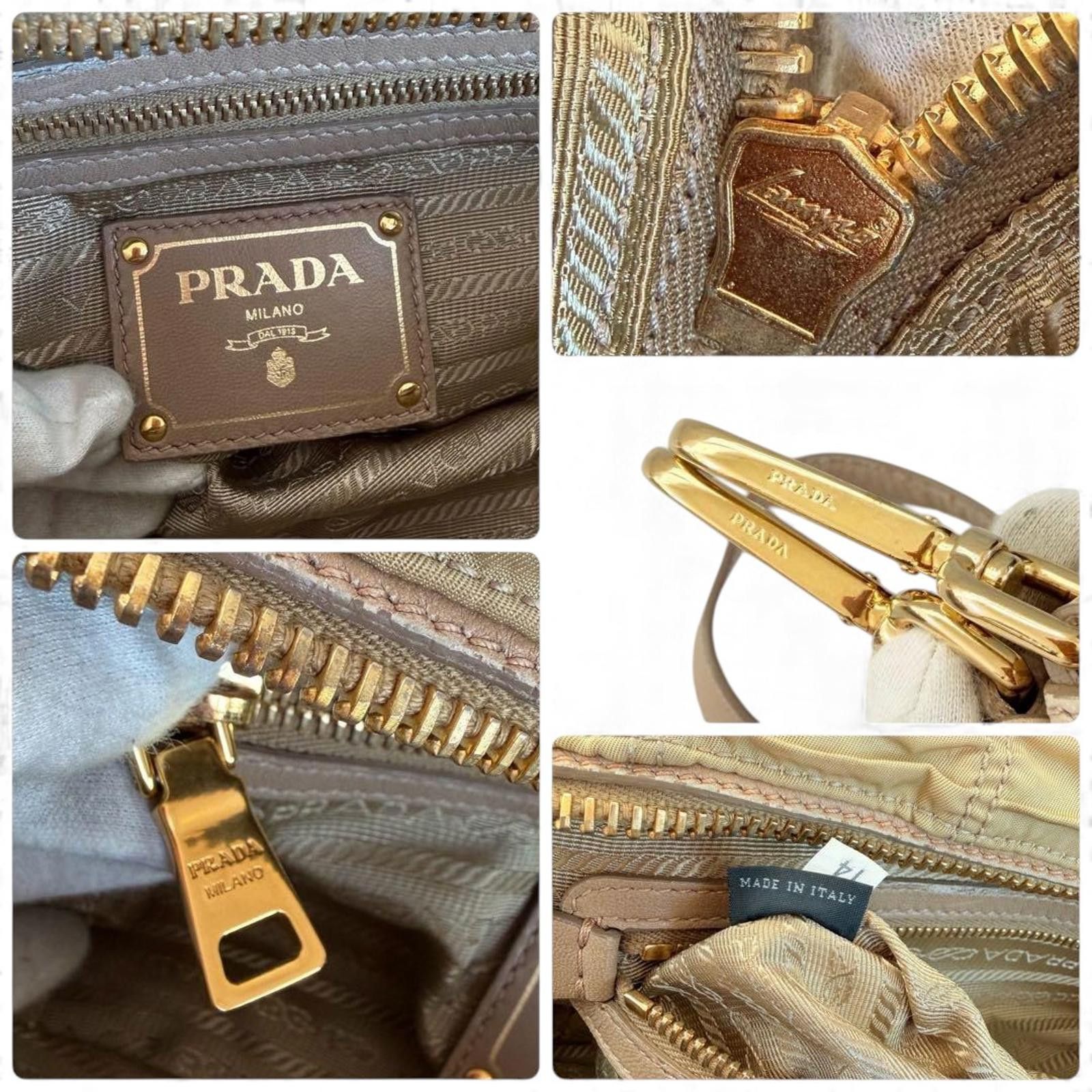 Prada Prada - Beige Ruched Leather Handbag Gold Hardware Size ONE SIZE - 6 Thumbnail