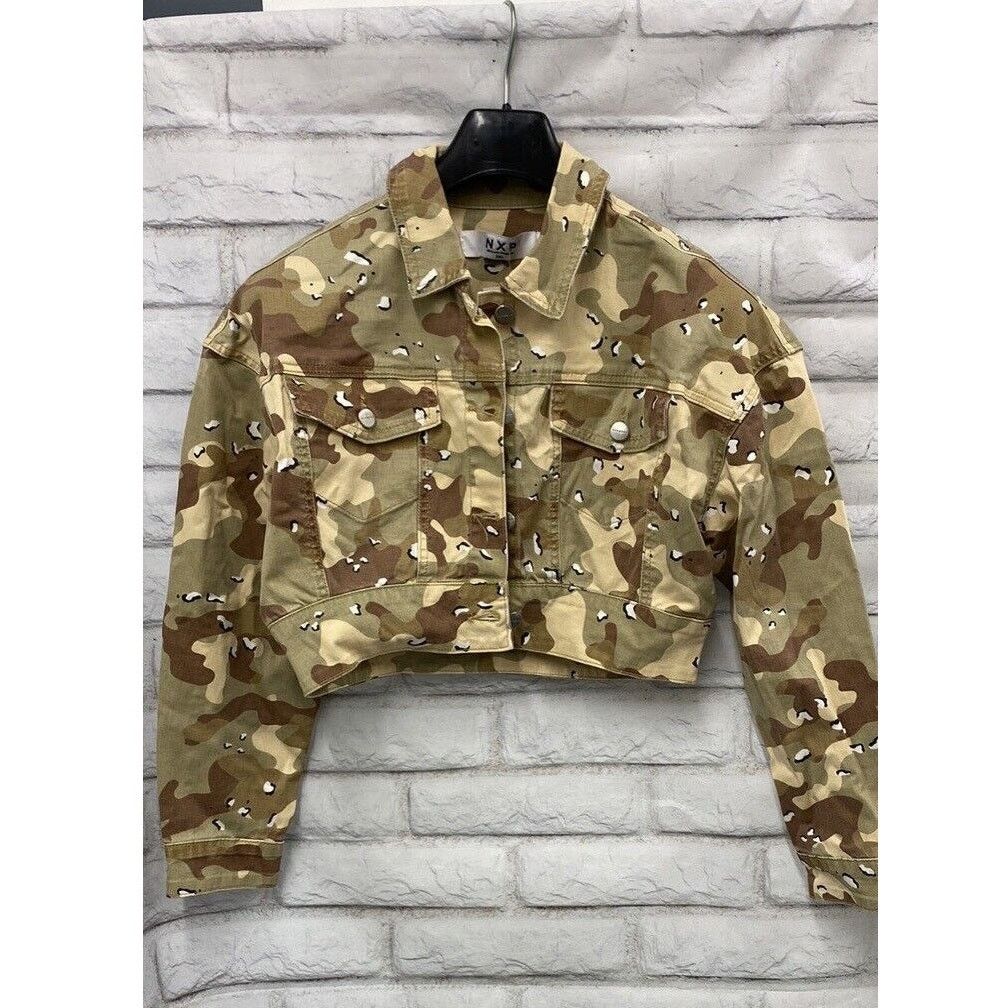 Vintage NXP Nana And Pasadena Denim Crop Camouflage Jacket Small Size S / US 4 / IT 40 - 1 Thumbnail