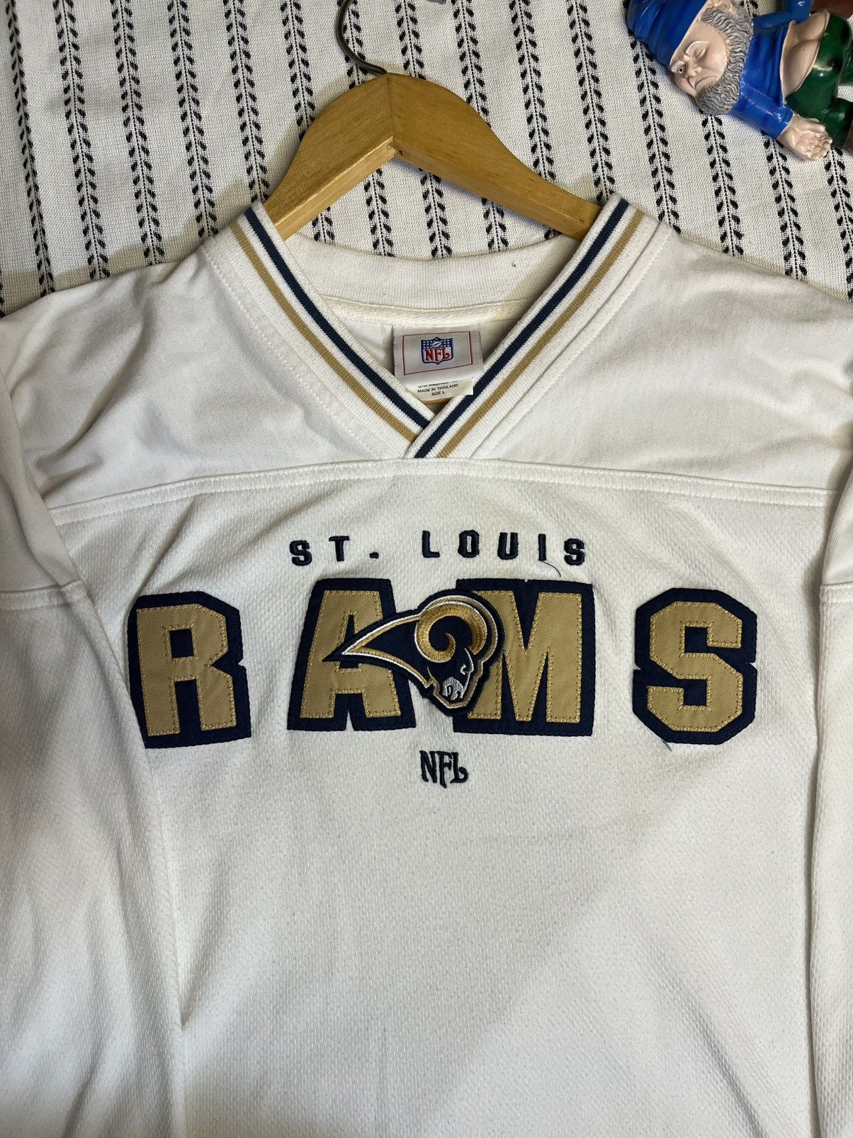 NFL Vintage Mens Large Distressed St Louis Rams Knit Long Sleeve Size US L / EU 52-54 / 3 - 2 Thumbnail