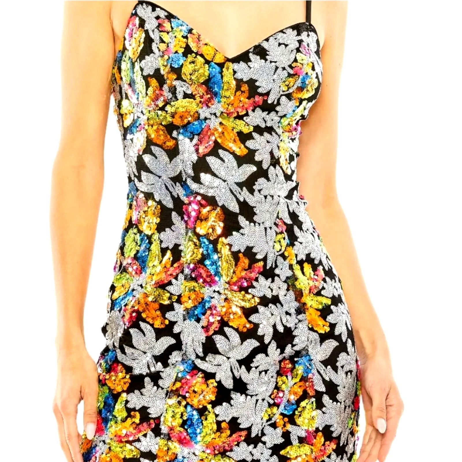Other Mac Duggal Black Sequined Floral Detail Mini Dress Size 4 Size S / US 4 / IT 40 - 5 Thumbnail