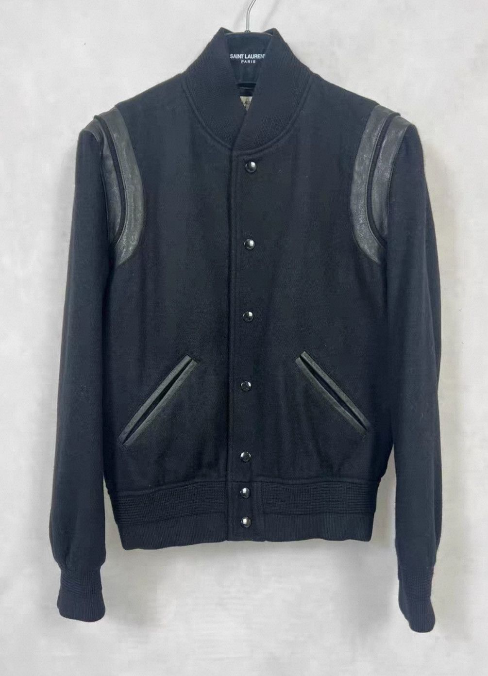 Saint Laurent Paris Saint Laurent Paris Black wool paneled leather Teddy jacket Size US S / EU 44-46 / 1 - 1 Thumbnail