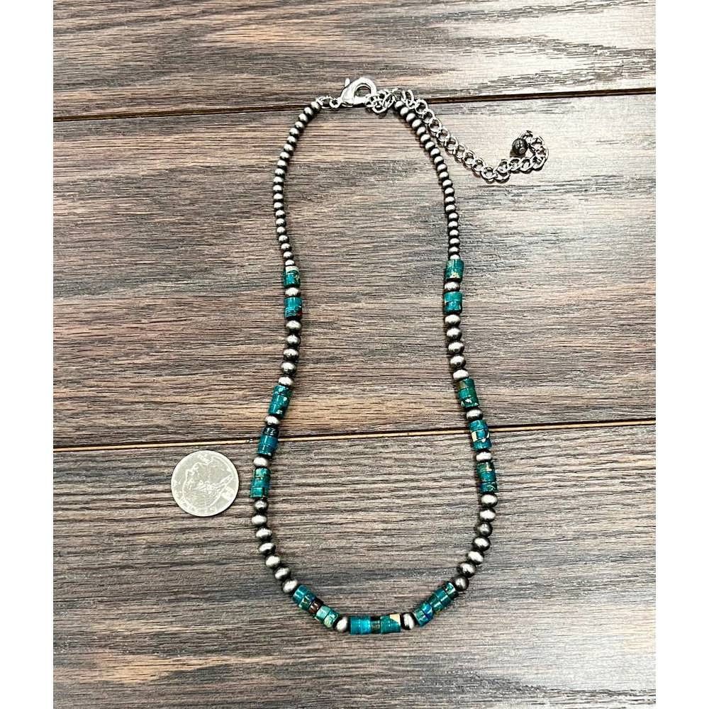 Other Handmade Gemstone Necklace with Rondelle and Navajo Beads 18 Size ONE SIZE - 2 Thumbnail