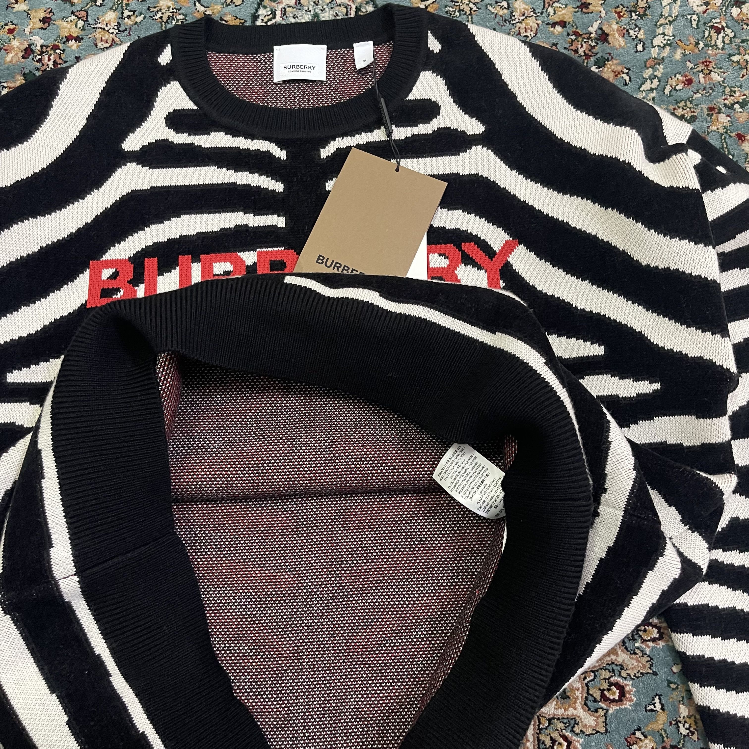 Burberry Burberry Mens Jennings Zebra Logo Jumper Knit Sweater Size US M / EU 48-50 / 2 - 16 Thumbnail