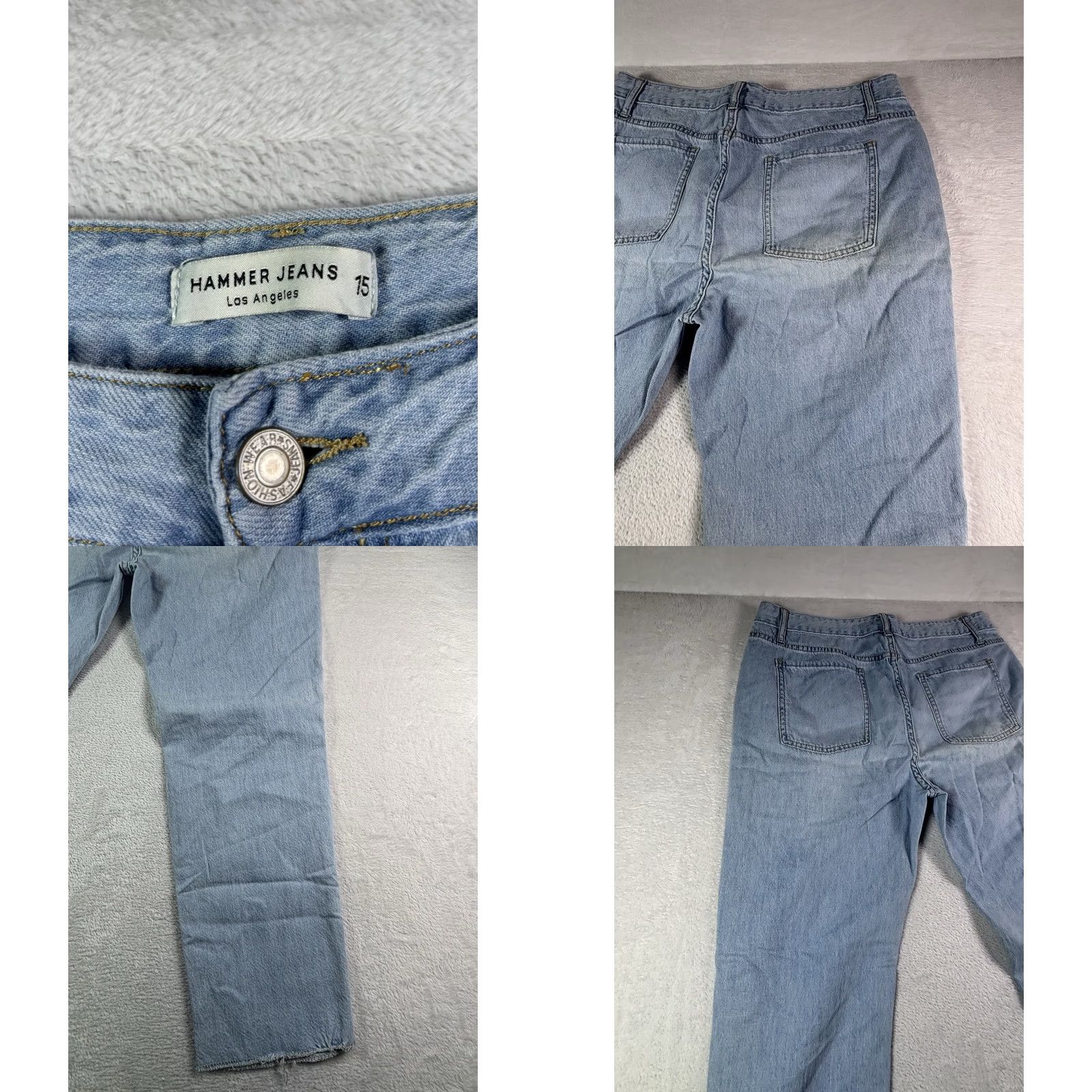 Denime Hammer Jeans Women's High-Rise 15 Light Wash Denim 27in Inseam 5-Pocket Blue Cotton Blend 80s Vintage Style Regular Fit Jeans Size 36" / US 14 / IT 50 - 8 Thumbnail