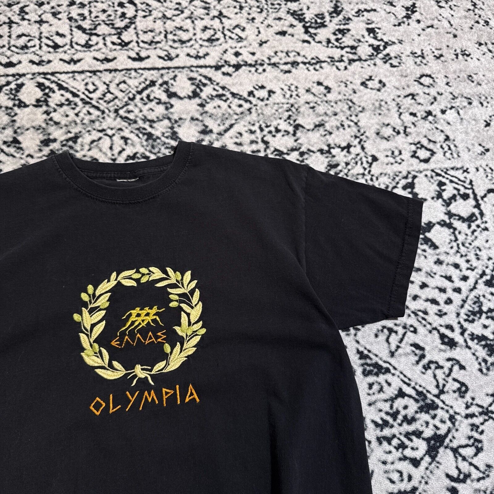 Vintage Vintage Black Cotton T-Shirt Size M Olympia Olymp Zeus 90s Size M / US 6-8 / IT 42-44 - 5 Thumbnail