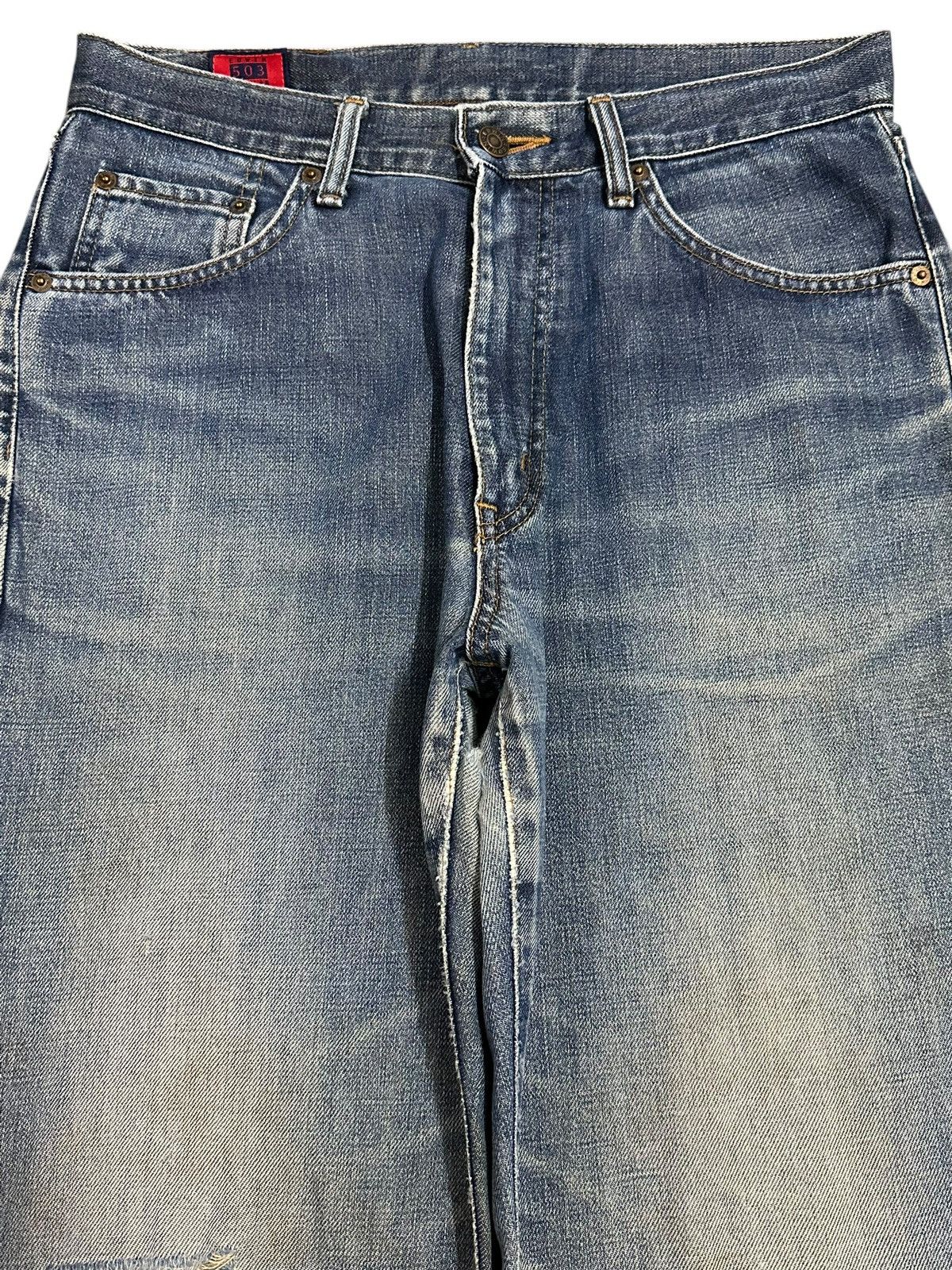 Edwin Vintage Edwin 503z Blue Faded Wash Distress Baggy Jeans Size US 31 - 3 Thumbnail